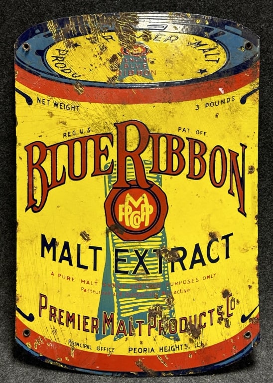 Antique Pabst Blue Ribbon Malt Extract Single Sided Porcelain Figural Sign (1 of 9)