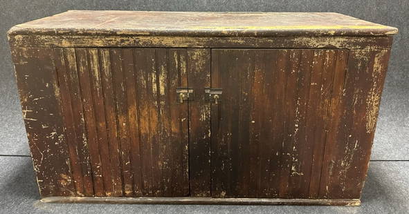 Antique 2 Door General Store Bottom Beadboard Cupboard: 49" x 19" x 27" tall