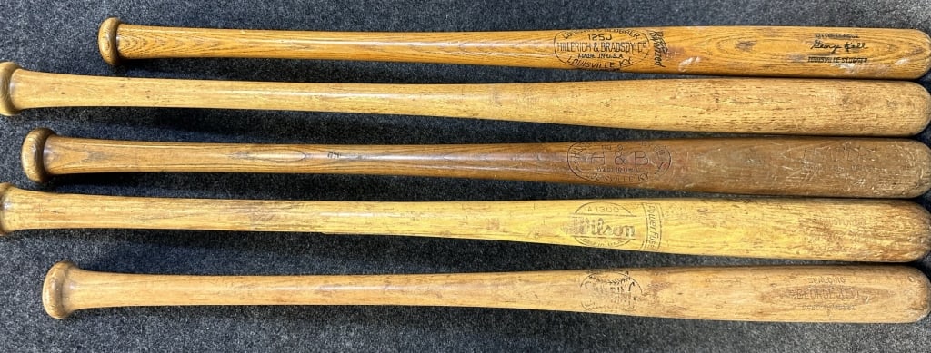 LOT OF 5 1950S 60S GEORGE KELL ENDORSED WOOD BASEB VARIOUS USED CONDITONS, LOUISVILLE SLUGGER AND (1 of 7)