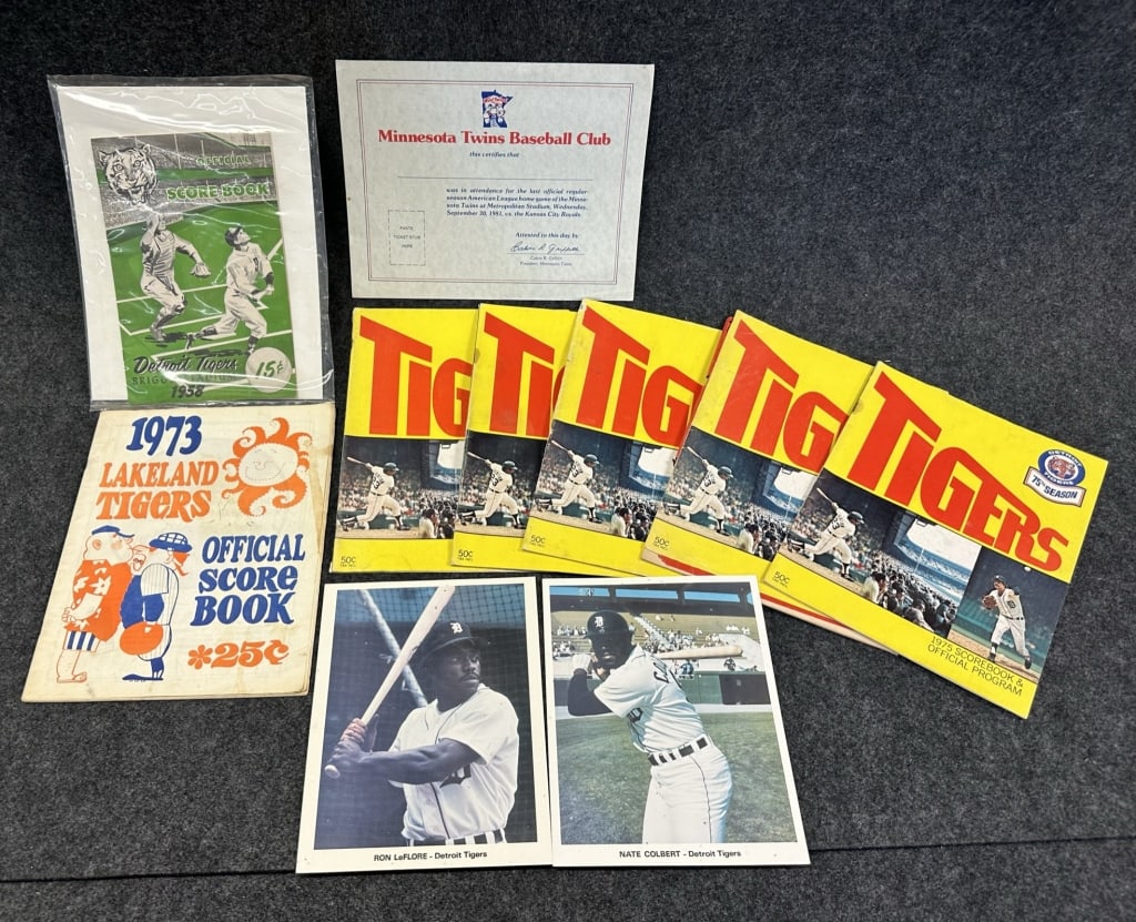 LOT OF 9 VINTAGE DETROIT TIGERS SCOREBOOKS & PROGR SEE ALL PHOTOS FOR A BETTER IDEA ON CONDITION: SEE ALL PHOTOS FOR A BETTER IDEA ON CONDITION