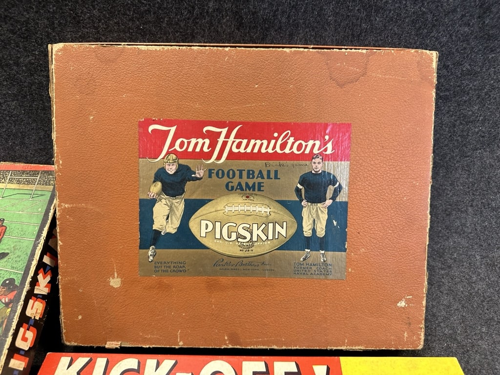 LOT OF 3 ANTIQUE VINTAGE 1930S-40S FOOTBALL GAMES SEE ALL PHOTOS FOR A BETTER IDEA ON CONDITION (1 of 12)