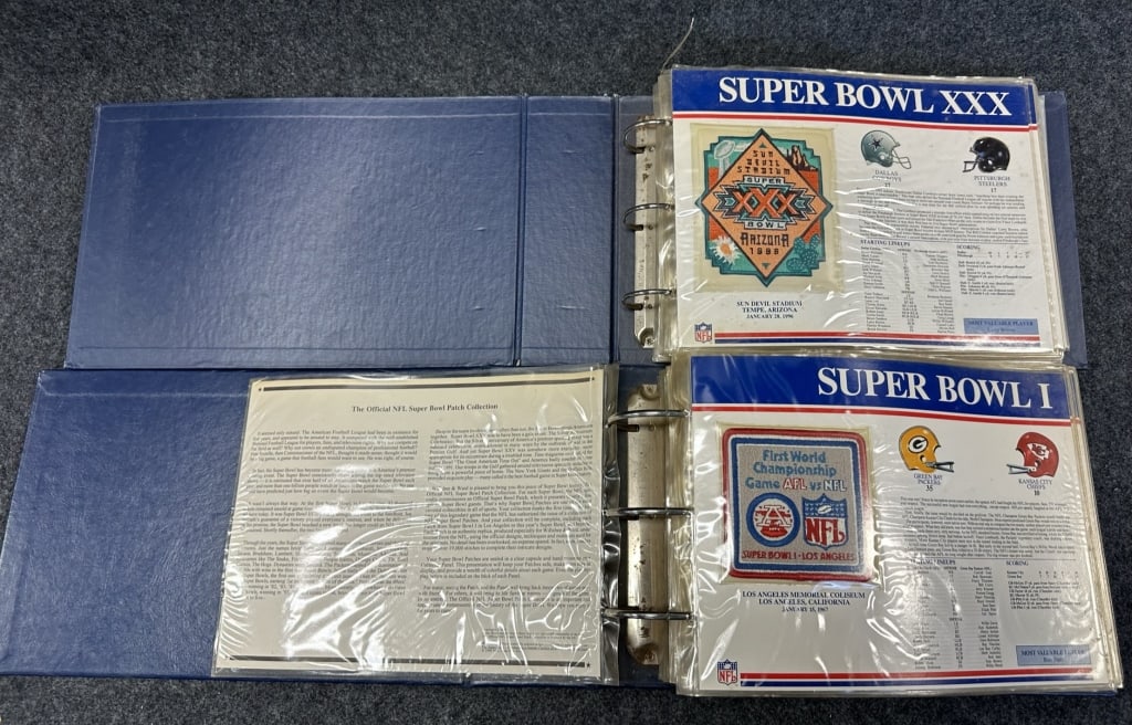PAIR 2 ORIGINAL SUPER BOWL PATCH COLLECTION BOOKS SEE ALL PHOTOS FOR A BETTER IDEA ON CONDITION (1 of 17)