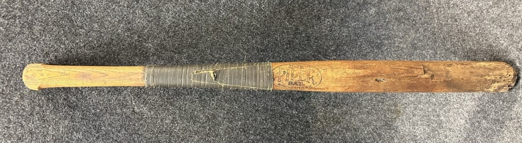 1910S 1920S BH PIPER CO MANCHESTER NH WOOD BASEBAL POOR CONDITION WITH BARREL DAMAGE, WOOD LOSS AND (1 of 6)