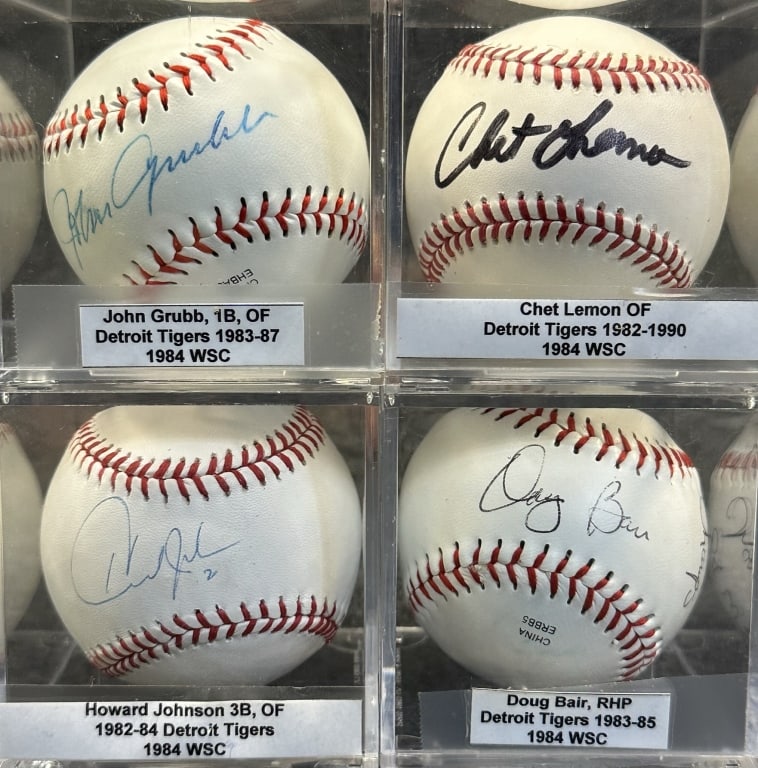 LOT OF 4 1984 DETROIT TIGERS WORLD SERIES CHAMPION RAWLINGS OFFICAL LEAGUE BALLS, JOHNSON IS ON A: RAWLINGS OFFICAL LEAGUE BALLS, JOHNSON IS ON A OFFICIAL MAJOR LEAGUE SELIG BALL JOHNSON GLOBAL AUTHECTICS GV69829