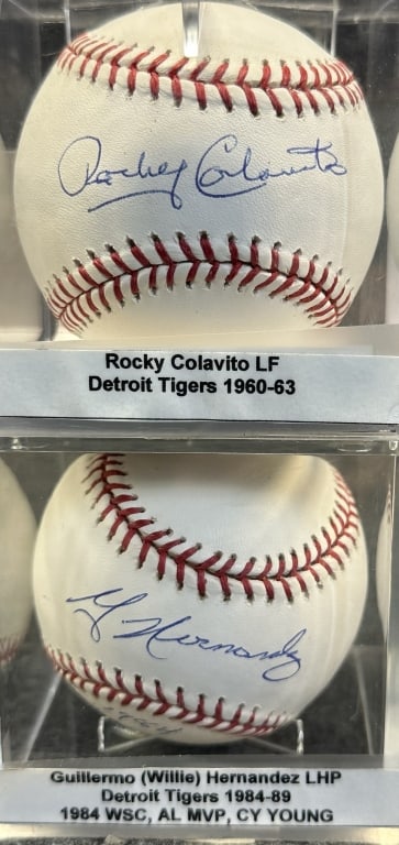 LOT OF 2 DETROIT TIGER GREATS SINGLE SIGNED AUTOGR BOTH ON RAWLINGS OFFICIAL MAJOR LEAGUE BASEBALLS (1 of 5)