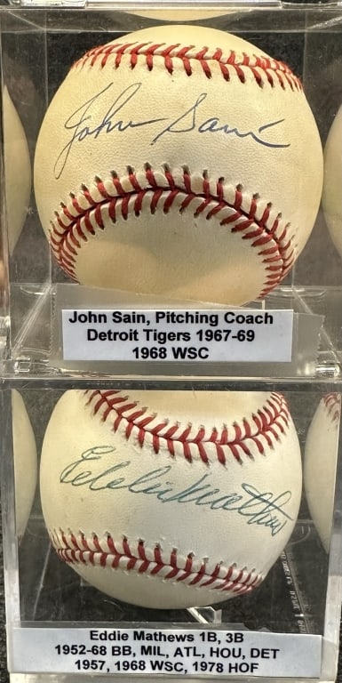 LOT OF 2 1968 DETROIT TIGERS WORLD SERIES CHAMPION MATHEWS ON RAWLINGS OFFICIAL AMERICAN LEAGUE (1 of 5)