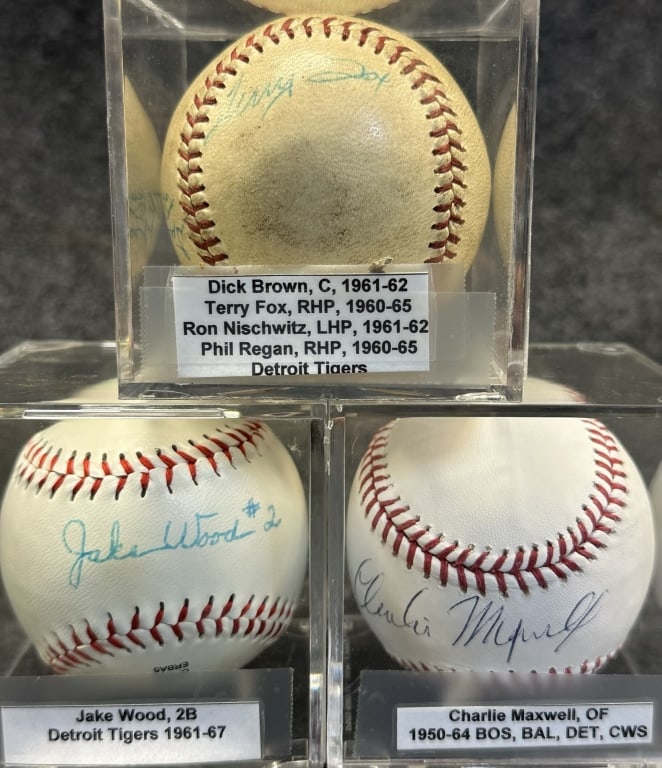 LOT OF 3 DETROIT TIGERS FORMER PLAYERS AUTOGRAPHED DICK BROWN MULTISIGNED ON UNKNOWN BALL , MAXWELL (1 of 6)