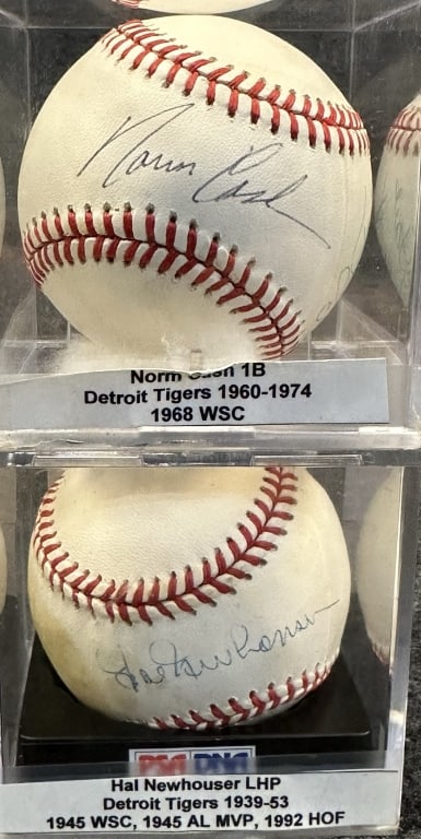 LOT OF 2  DETROIT TIGERS FORMER PLAYER HALL OF FAM CASH W/ SHANTZ & FACE HAS ON RAWLINGS OFFICIAL (1 of 4)