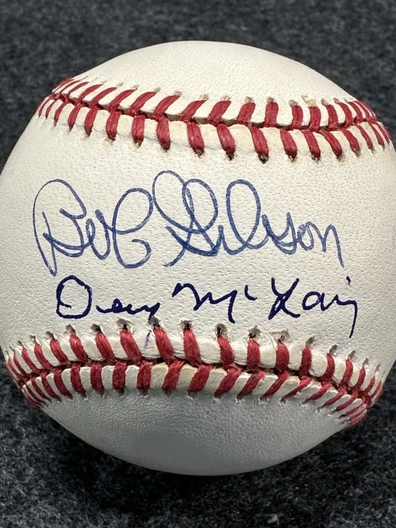 BOB GIBSON & DENNY MCLAIN SIGNED AUTOGRAPHED BASEB RAWLINGS OFFICIAL LEAGUE BASEBALL EX-NM (1 of 3)