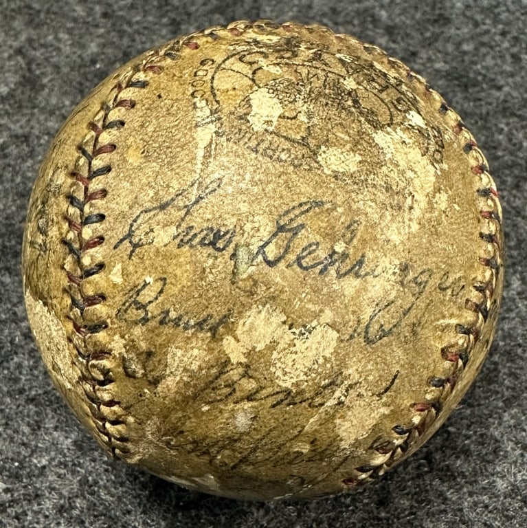 1940-41 DETROIT TIGERS TEAM SIGNED 21X AUTOGRAPED GRAYCO STATE LEAGUE VINTAGE BASEBALL, RED AND (1 of 8)