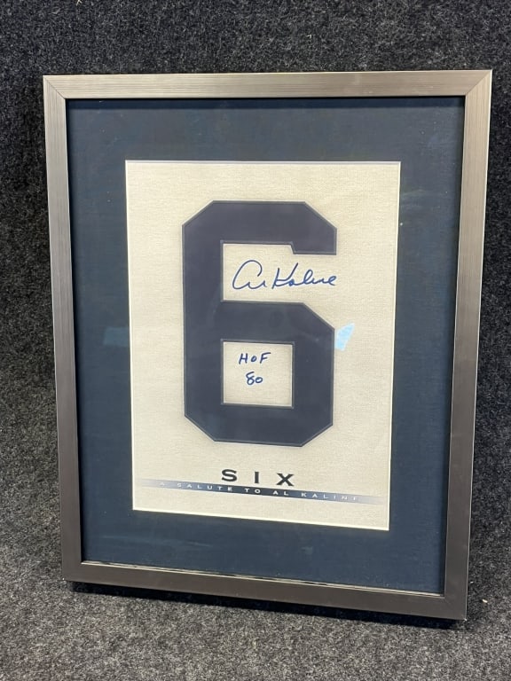 FRAMED & MATTED AL KALINE SIGNED #6 DETROIT TIGERS MUSEUM GLASS FRAMED & MATTED SALUTE TO AL KALINE (1 of 5)