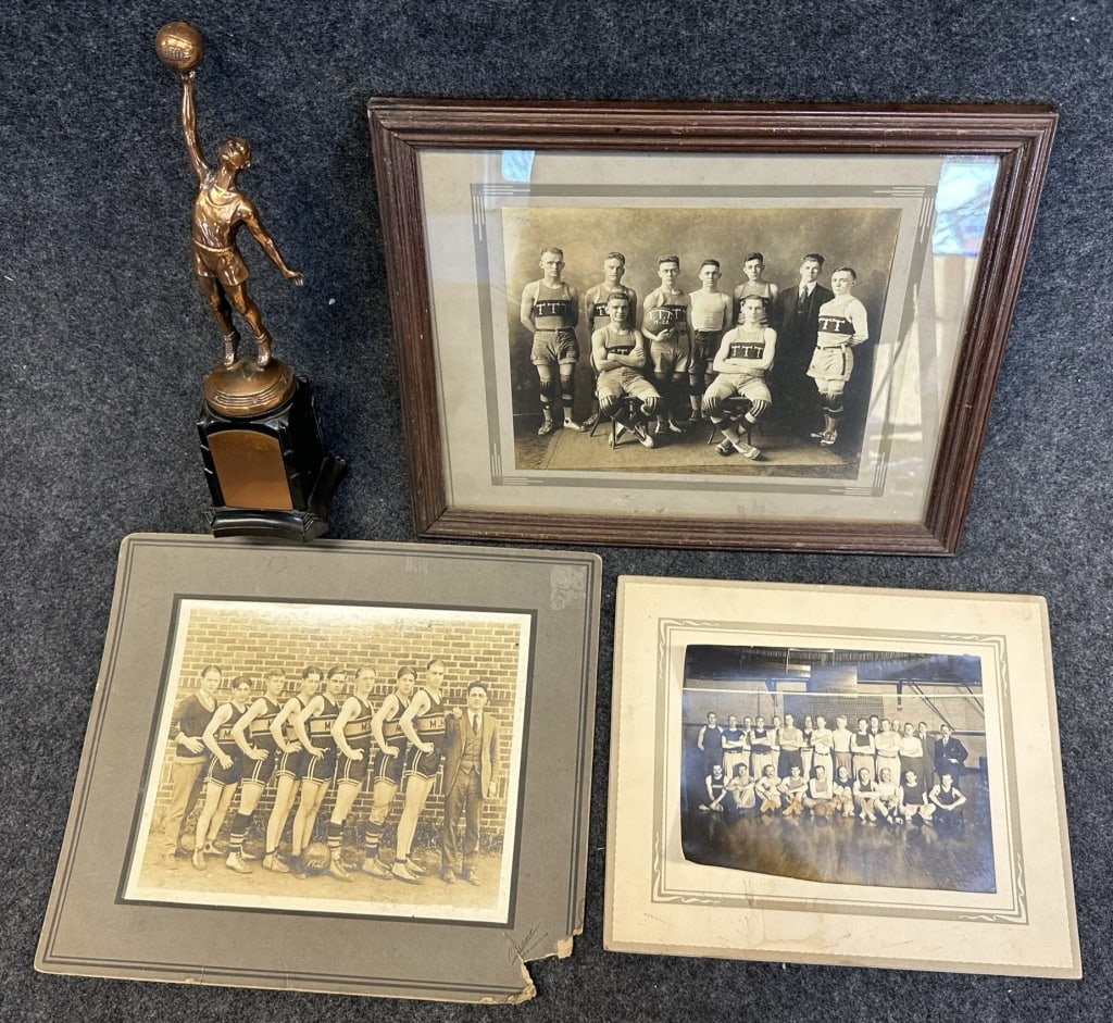GREAT LOT OF 4 ANTIQUE EARLY 1910S-20S BASKETBALL 3 ORIGINAL PHOTOGRAPHS. T.T.T. 1919-1920 FRAMED (1 of 12)