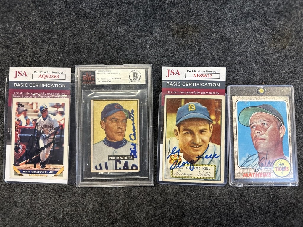 LOT OF 4 BASEBALL GREAT AUTOGRAPH CARDS KEN GRIFFE GREAT ORIGINAL LOT OF 4 ALL STAR & HOFER SIGNED (1 of 6)