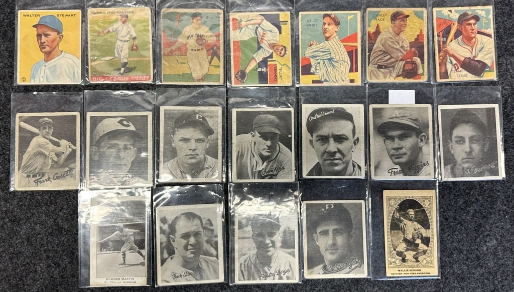 LOT OF 19 VINTAGE 1933 GOUDEY, DIAMOND STARS, AMER 1933 GOUDEY PIE TRAYNOR 22 & WALTER STEWART 121, (1 of 16)