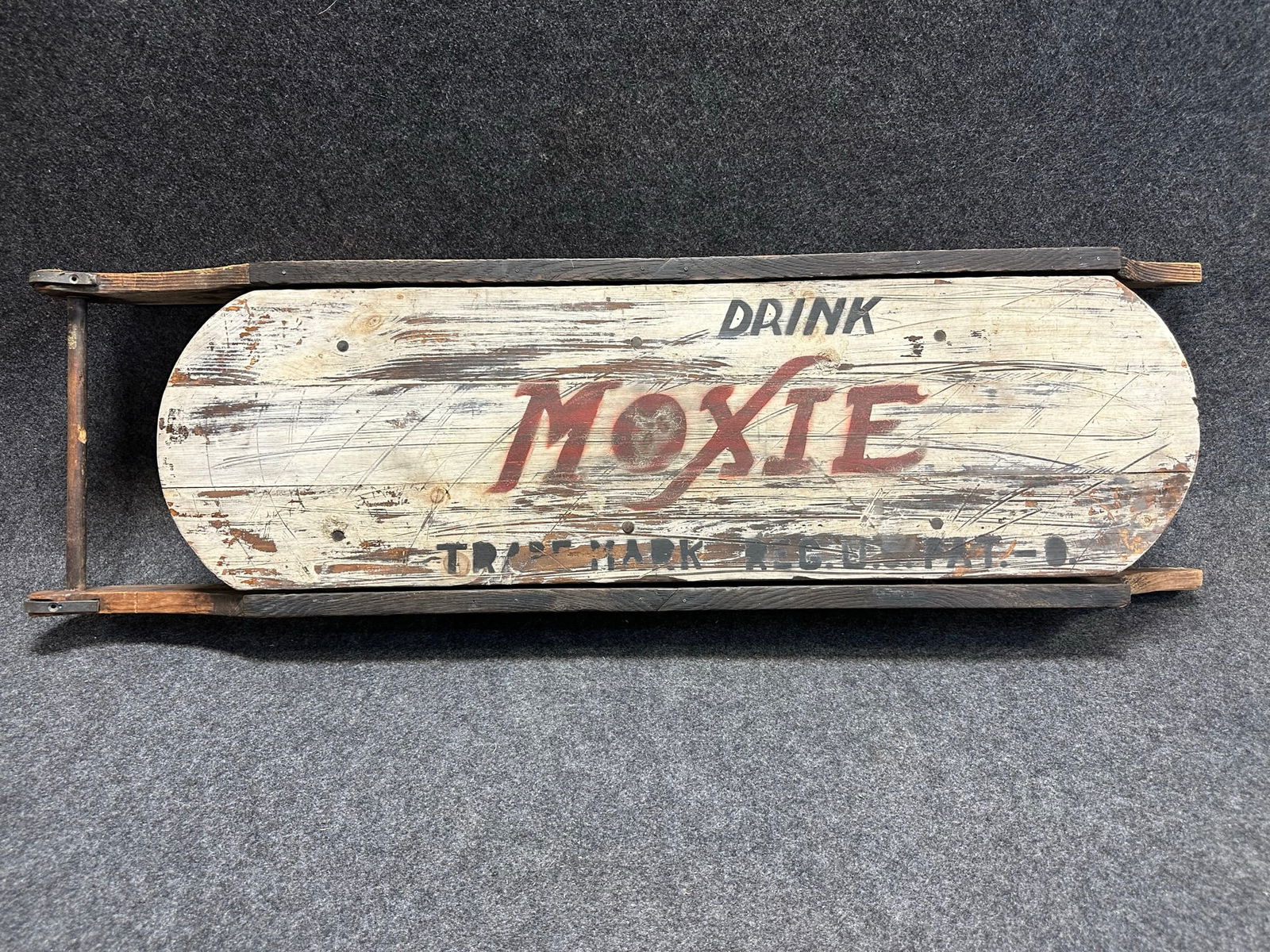 Antique Drink Moxie Early Advertising Wooden Sled (1 of 8)