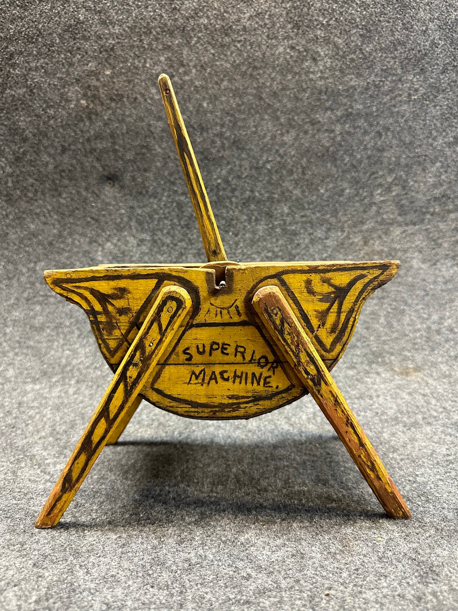 Antique Childs Doll Size Yellow Painted Hand Made Superior Washing Machine (1 of 7)