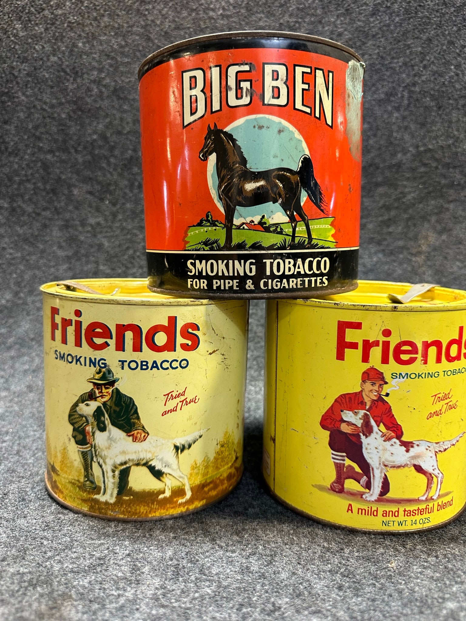 Vintage Lot 3 Early Smoking Tobacco Cannisters Friends & Big Ben (1 of 6)