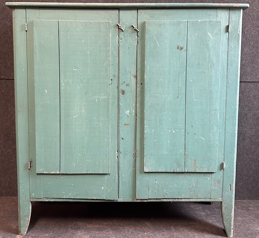 Antique Late Nineteenth Century Turquoise 2 Door Pie Safe (1 of 8)