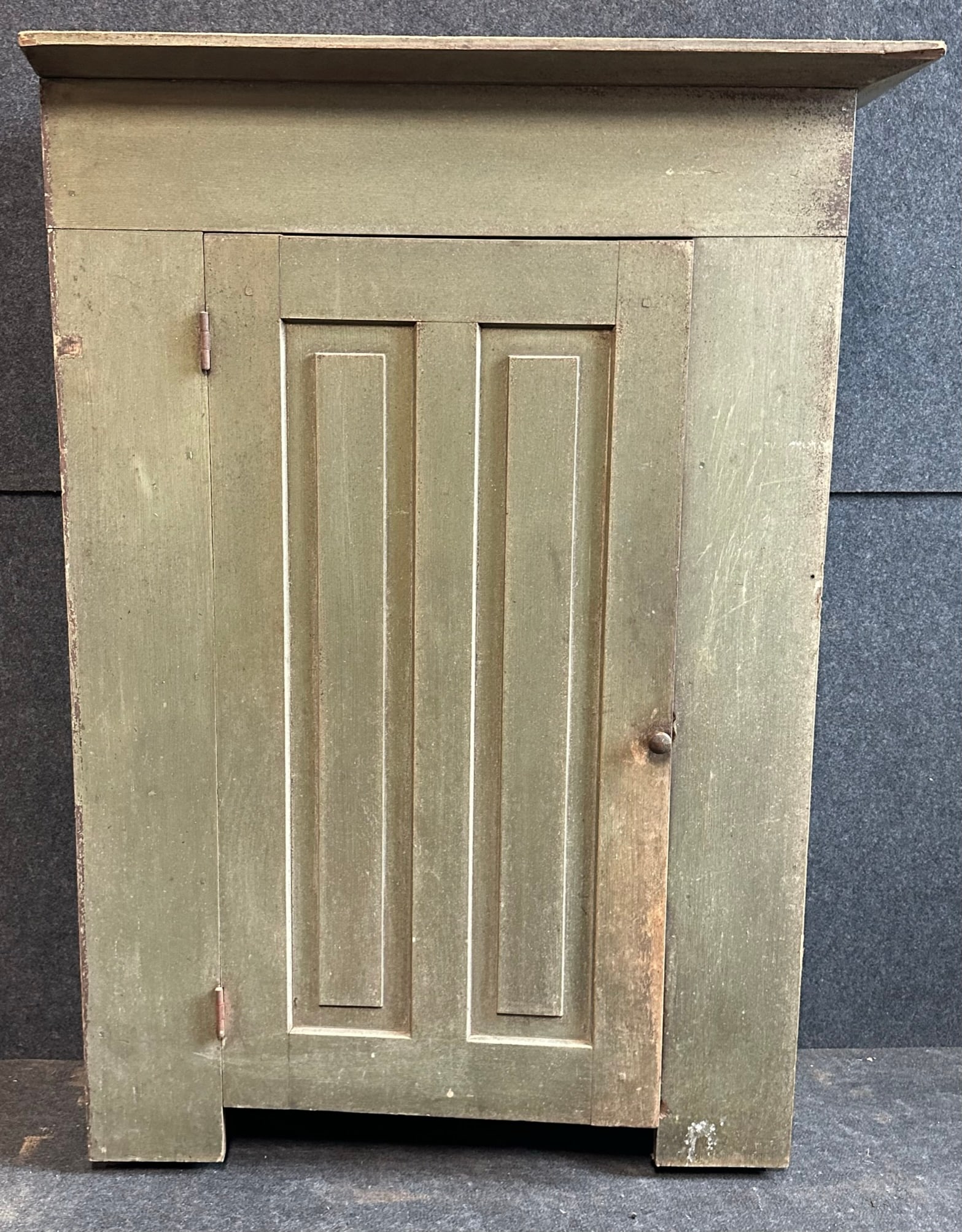 Late 1800s Primitive Single Door Green Painted Jelly Cupboard (1 of 9)