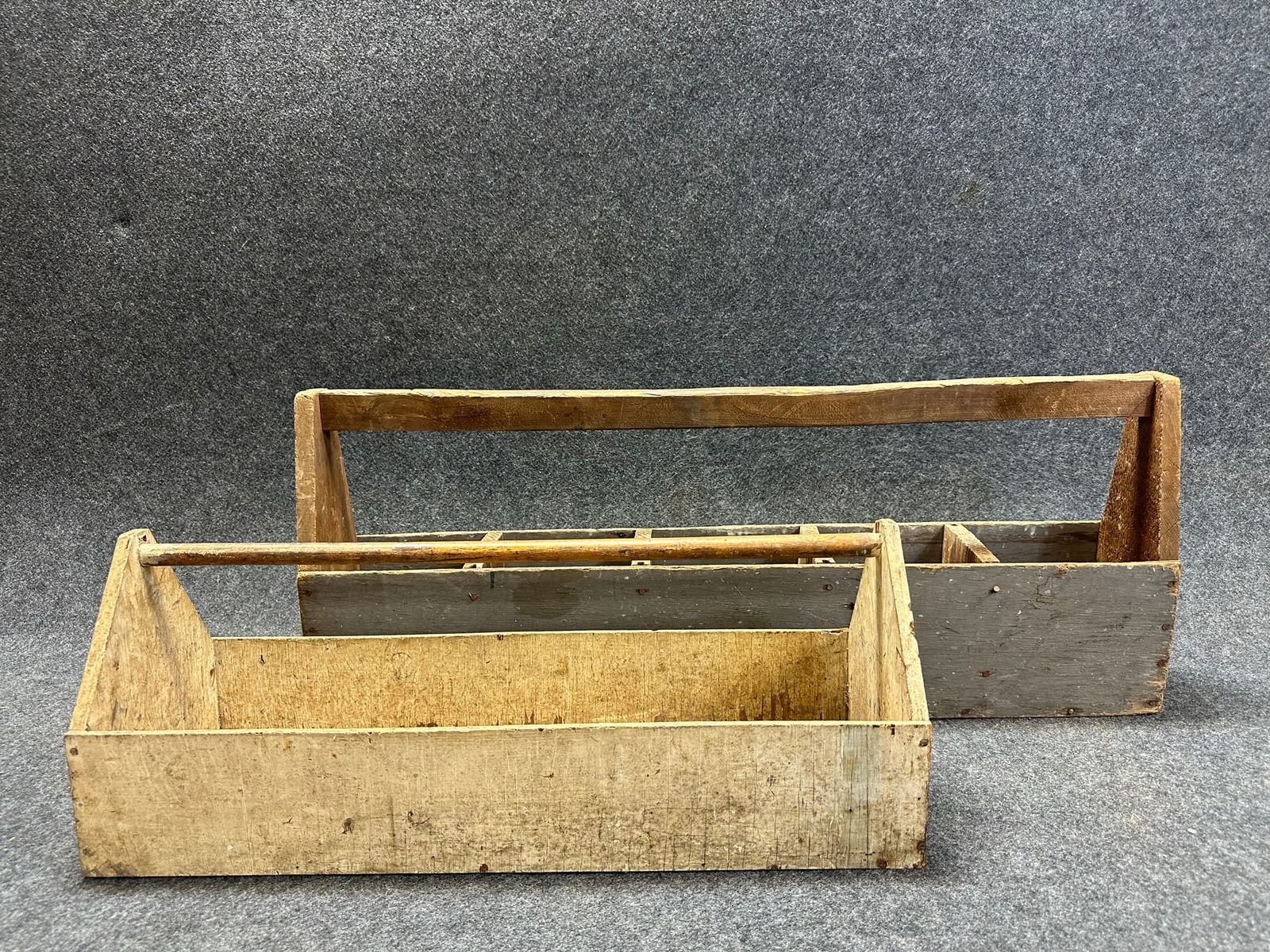 Great Pair Early 1900s Wooden Farm Primitive Tool Totes (1 of 7)