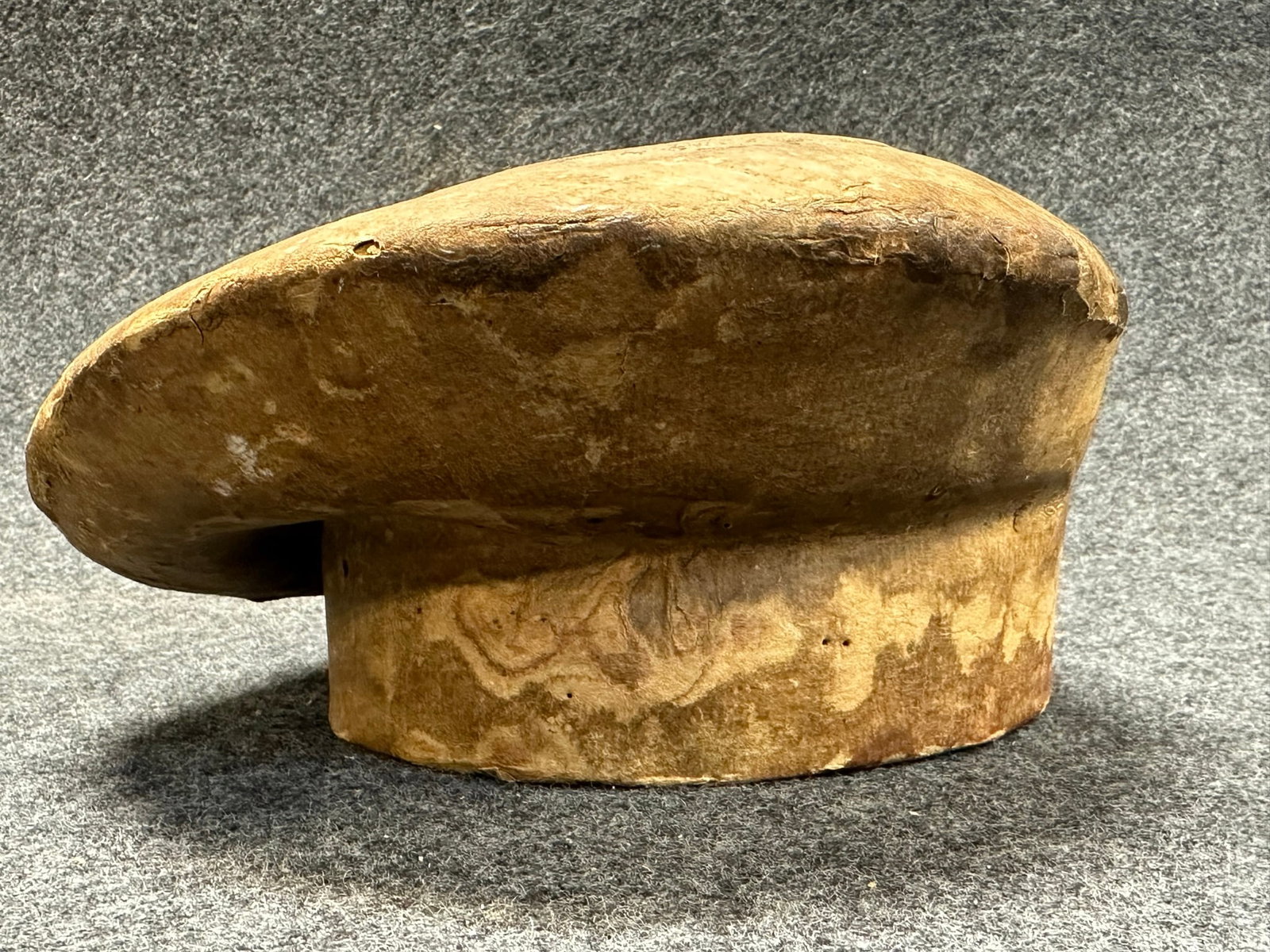 Antique Late 19th Century Papier Mache Hat Block Co Golf Cap Mold Hollywood California: Great original piece showing minimal wear. 10" top diameter x 7" bottom diameter x 5.25" tall overall