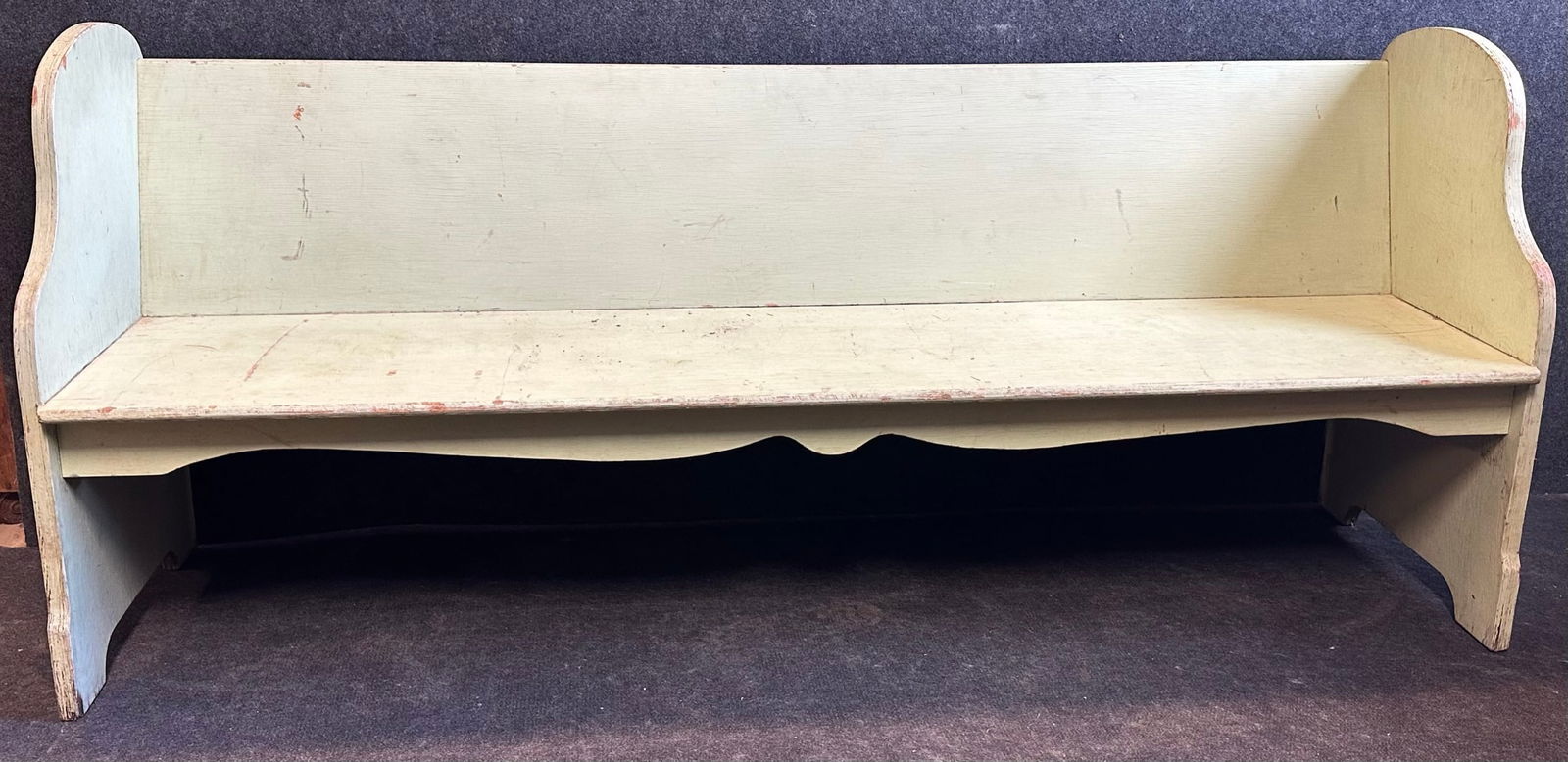 Antique Green Painted Red Goose Shoes Country Store Advertising Bench (1 of 6)