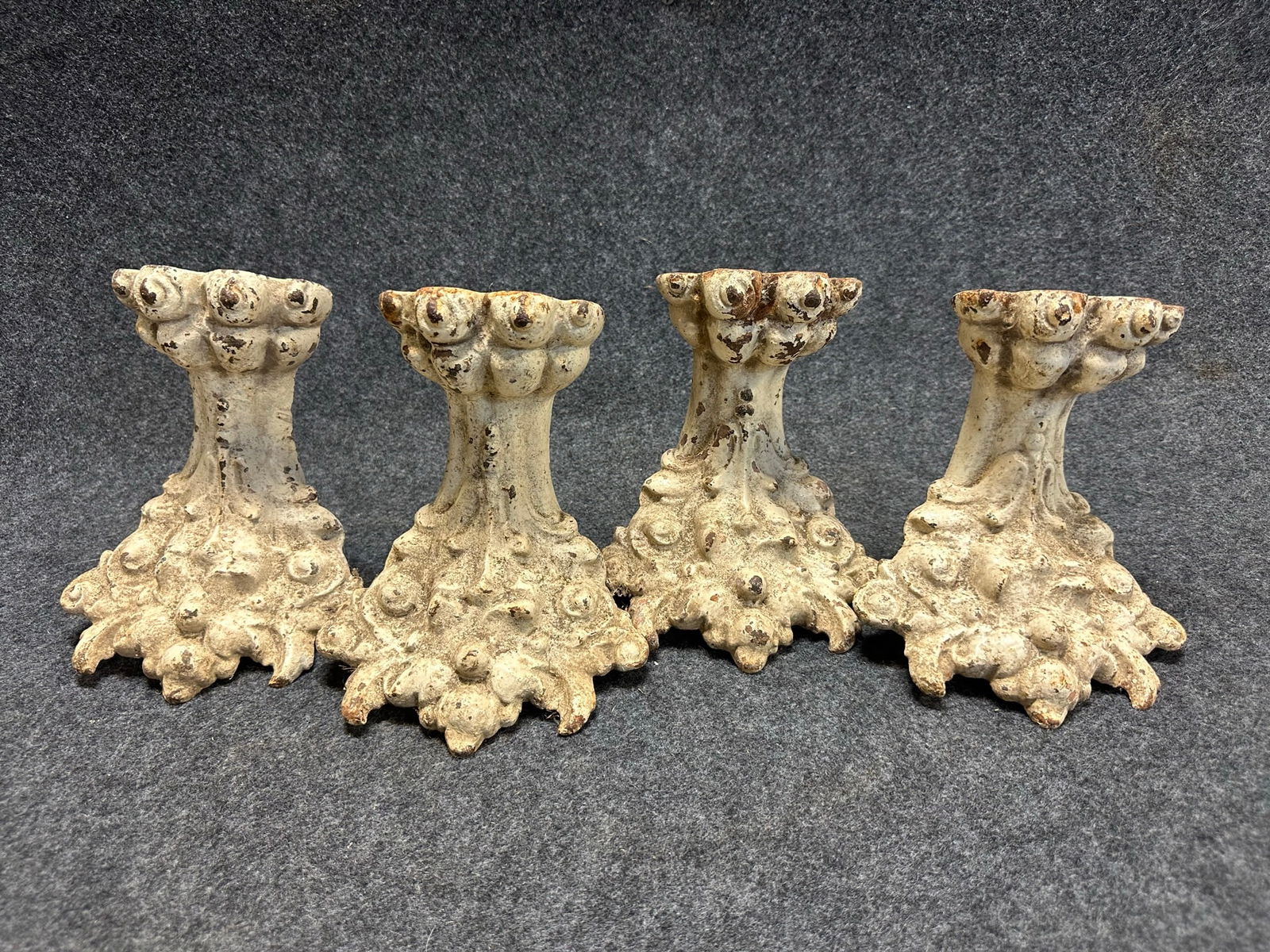 Fancy Ornate Set 4 Cast Iron White Painted Bathtub Gothic Feet (1 of 8)