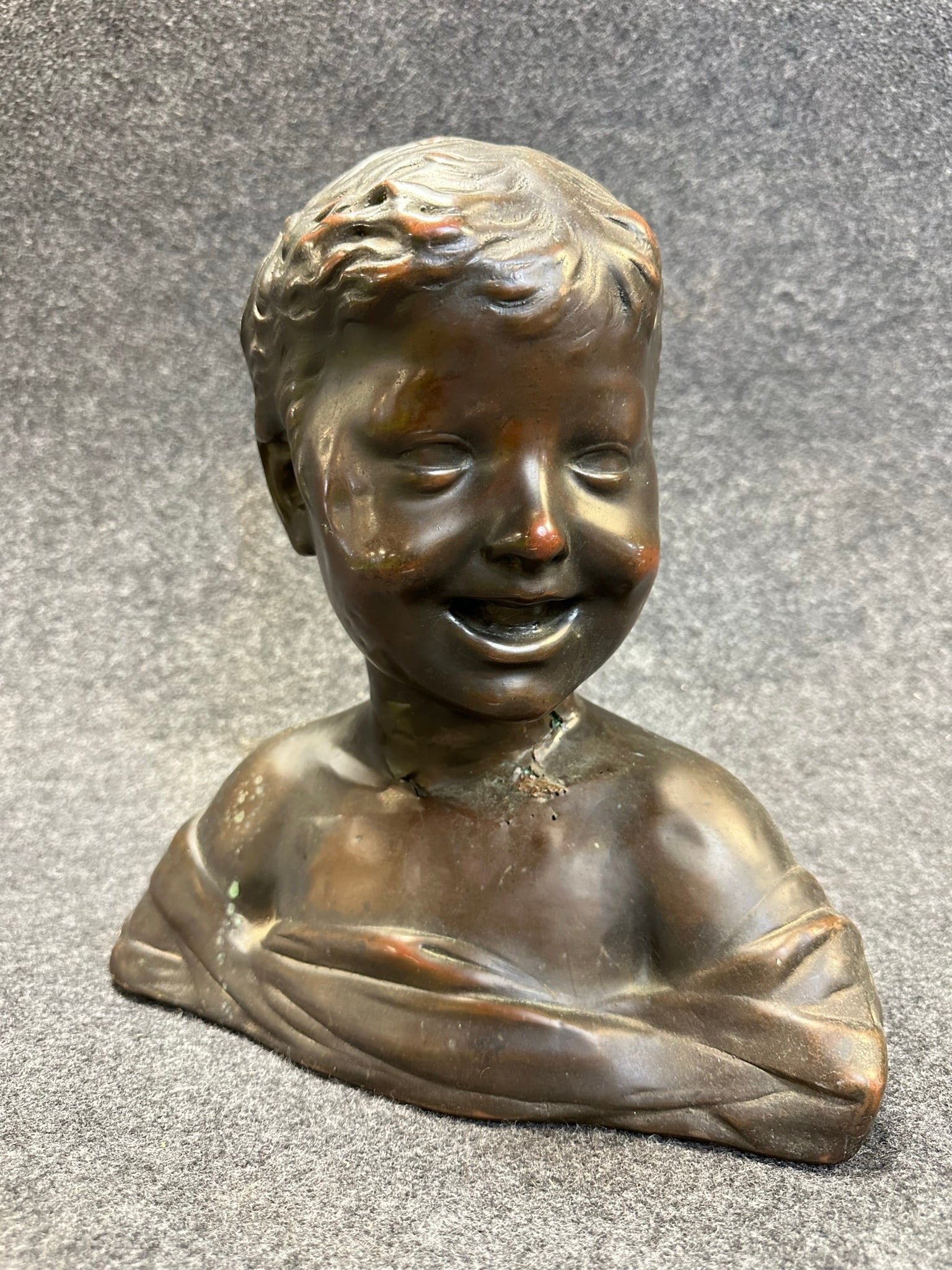 Antique Brass & Copper Plaster Lined Childs Store Display Mannequin Bust (1 of 8)