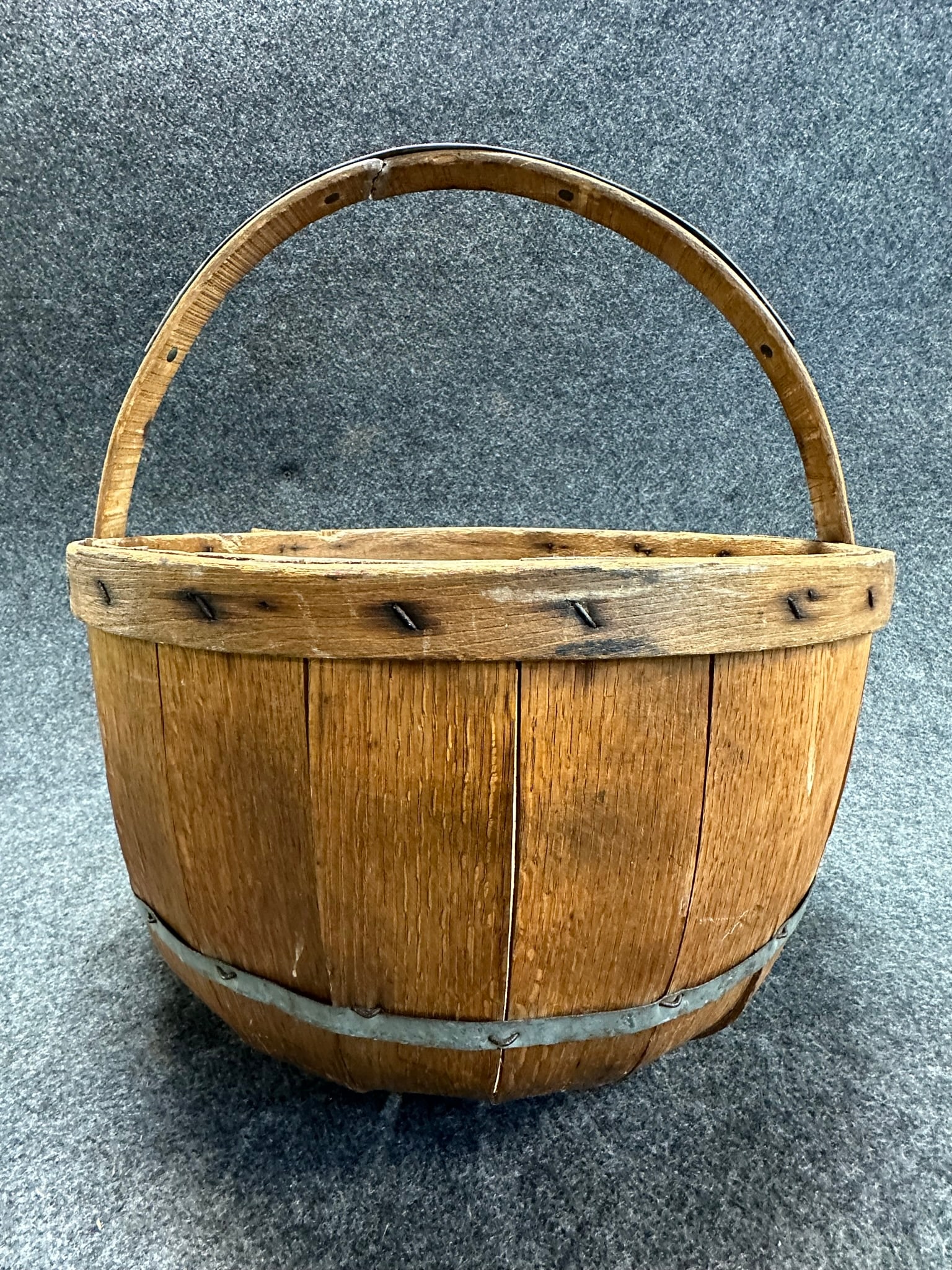Early Bent Wooden Apple Orchard Gathering Basket w/ Make Do Repairs (1 of 6)