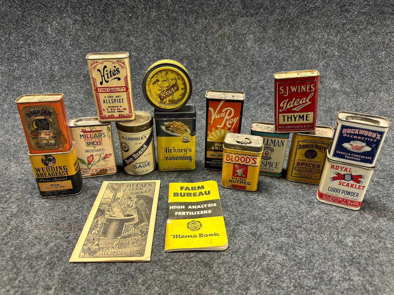 Lot of 16 Early Antique Spice Tins: Dagotah, Hites, Stickney's, Blood's & More (1 of 9)