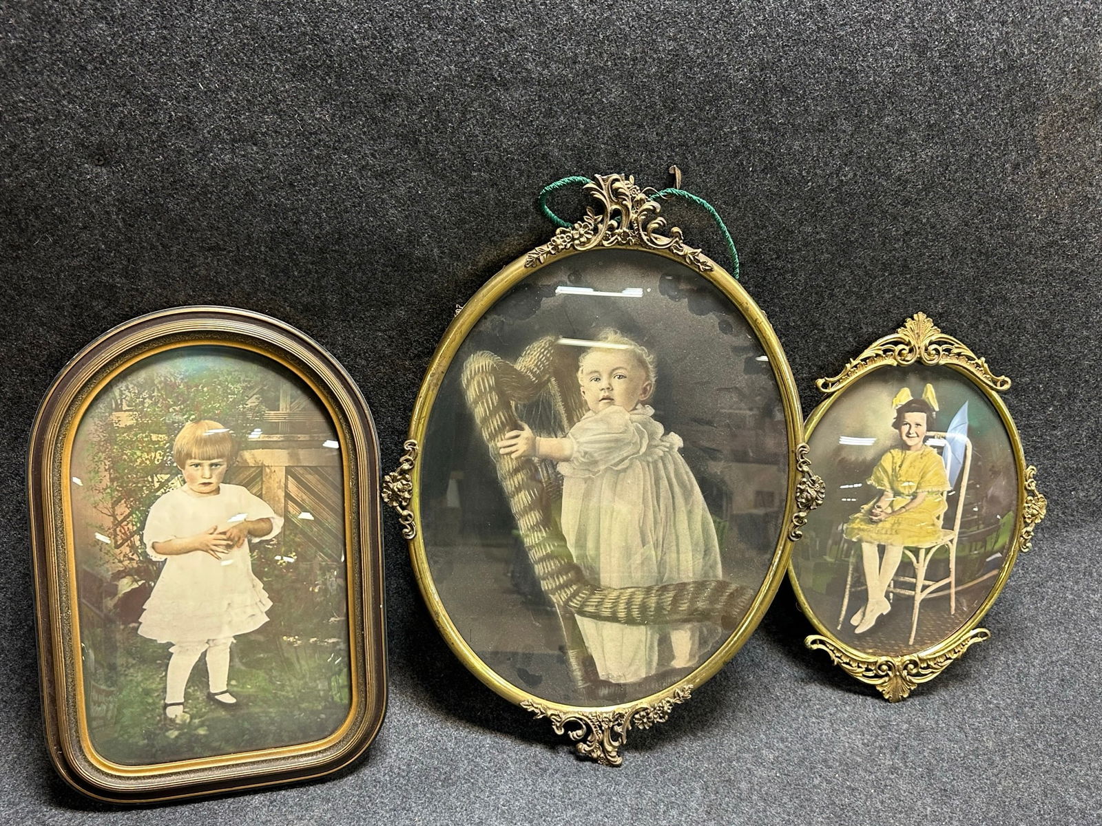 Lot of 3 Early 1900's Era Child Portraits Framed (1 of 8)