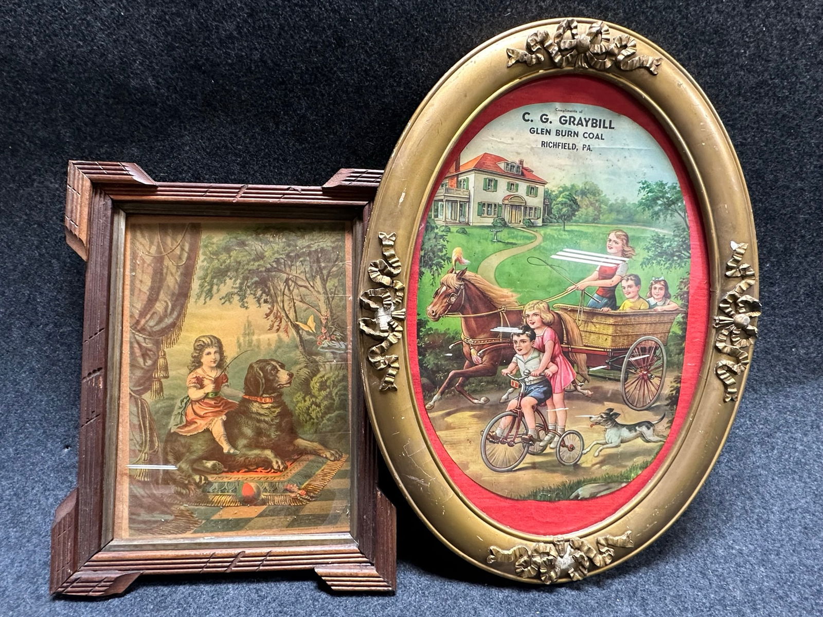 Lot of 2 Early 1900's Era Child Framed Prints (1 of 11)