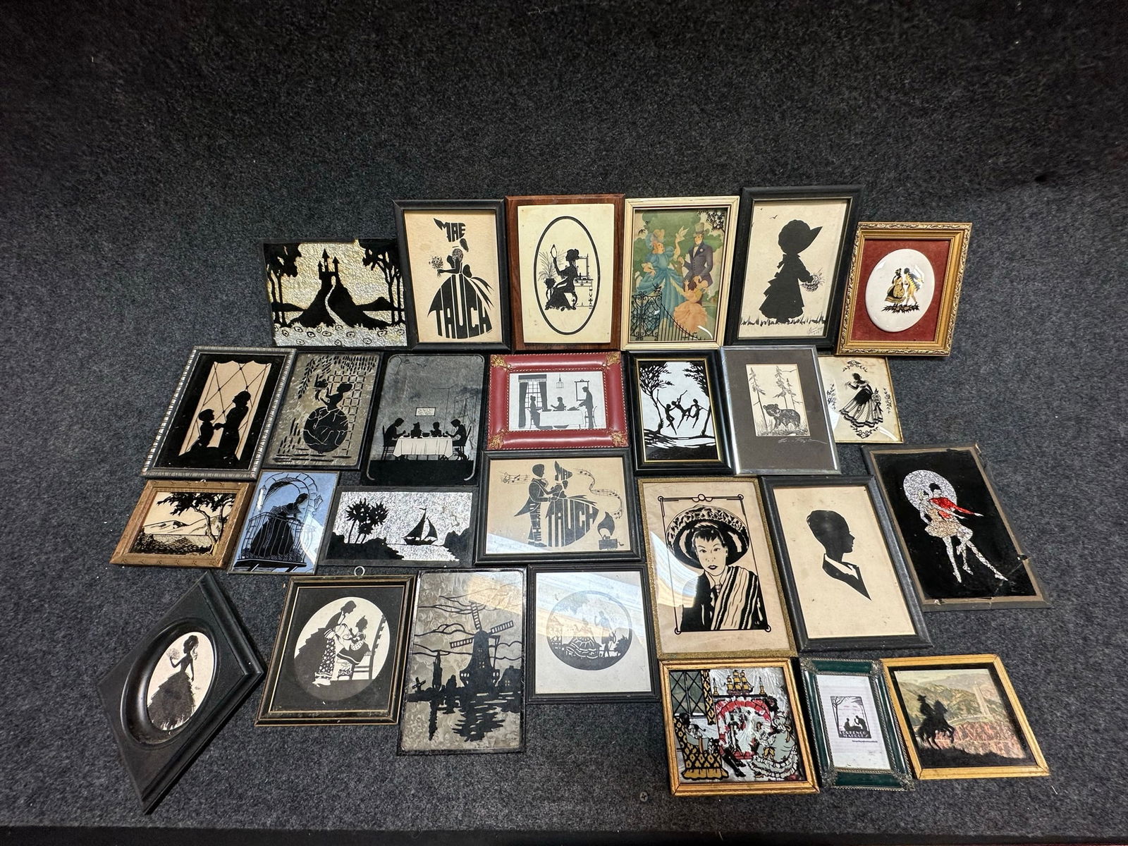 Massive Antique Lot 27 Early 1900s Foil, Mirrored, Black & White Silhouettes & Portraits (1 of 9)