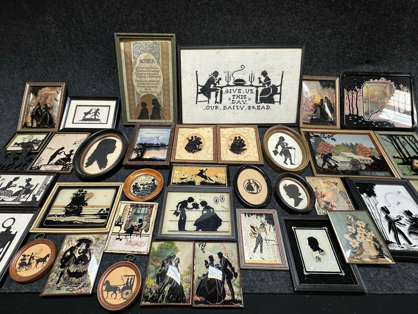 Huge Lot 35 Early 1900s Antique Framed Silhouettes & Portraits (1 of 10)