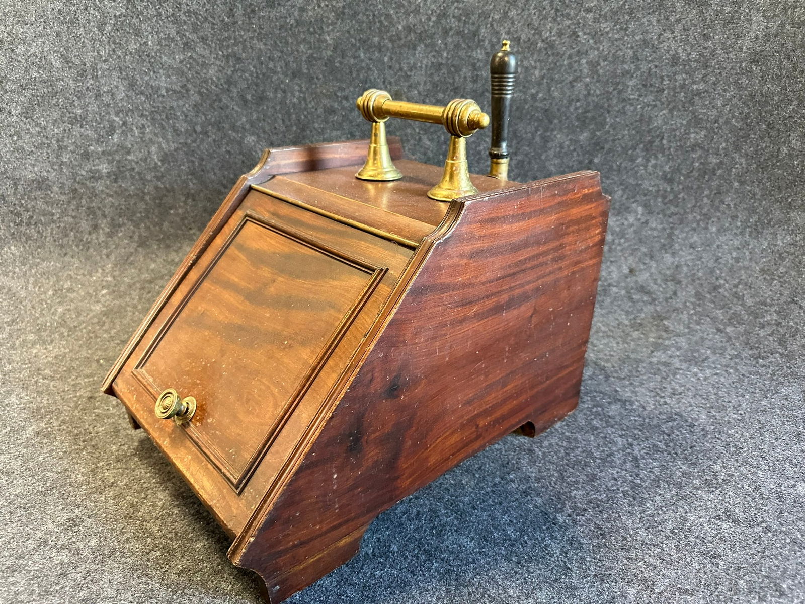 Antique Late 1800s Oak Coal Hud w/ Galvanized Bucket Insert & Brass Hardware/Scoop (1 of 6)