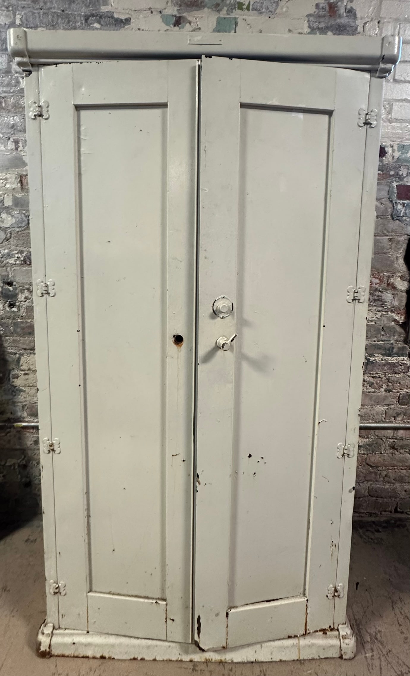 Early 1900s White Painte Fire Proof 2 Door Safe Cabinet (1 of 9)