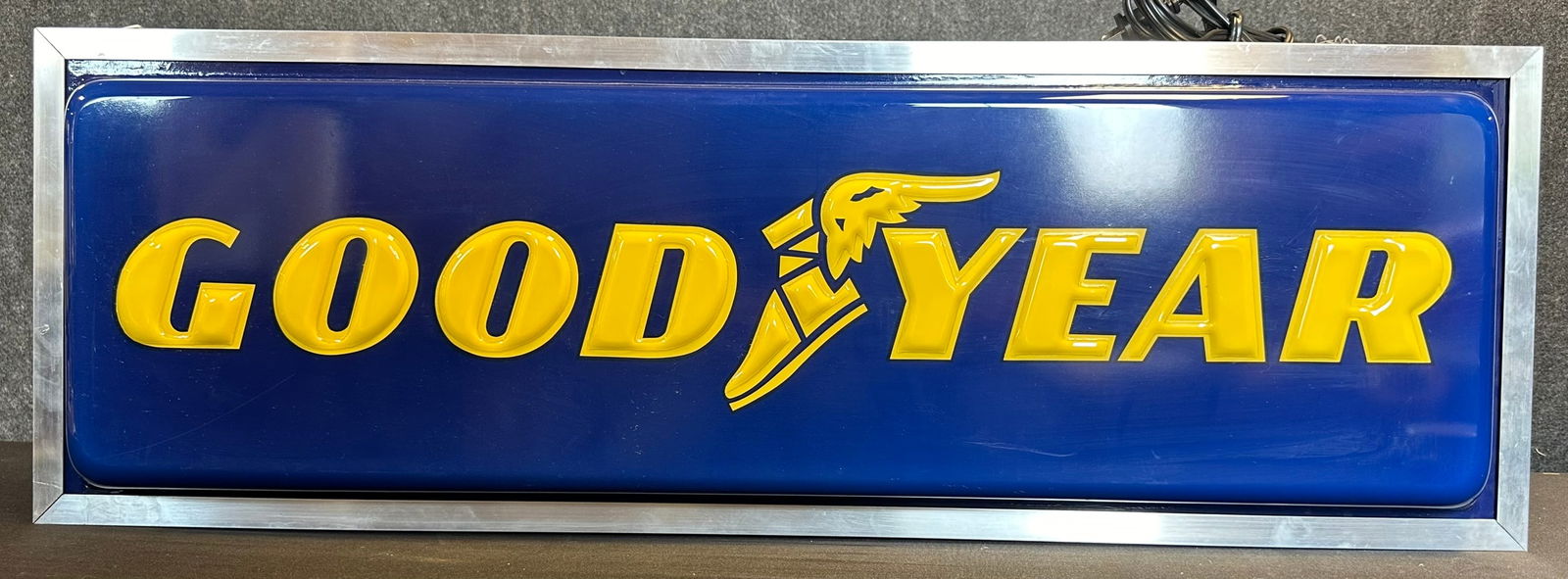NOS Goodyear Embossed 60s-70s Double Sided Plastic Lighted Sign (1 of 7)