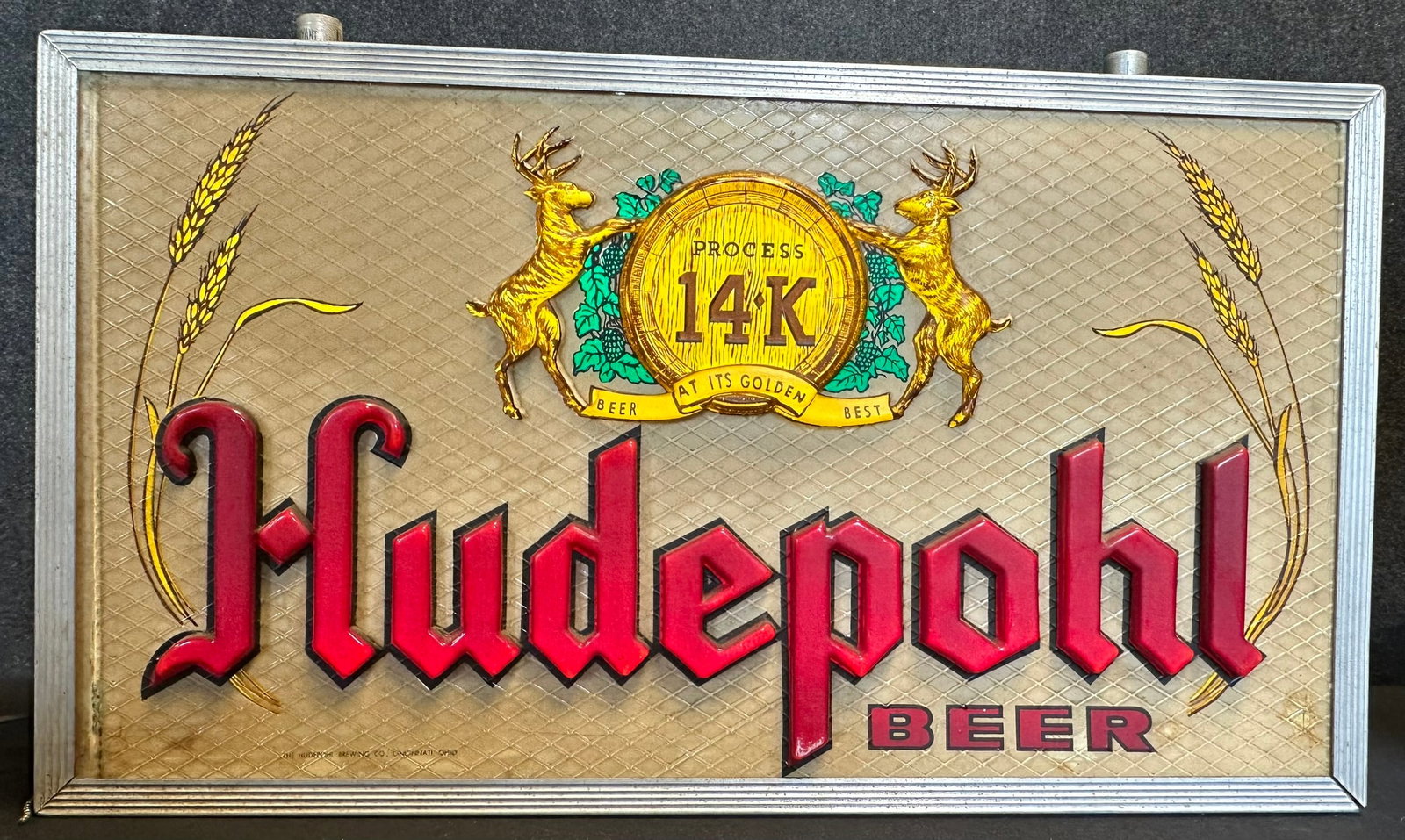 1960s Hudepohl Beer Hanging Lighted Advertising Bar Sign (1 of 6)