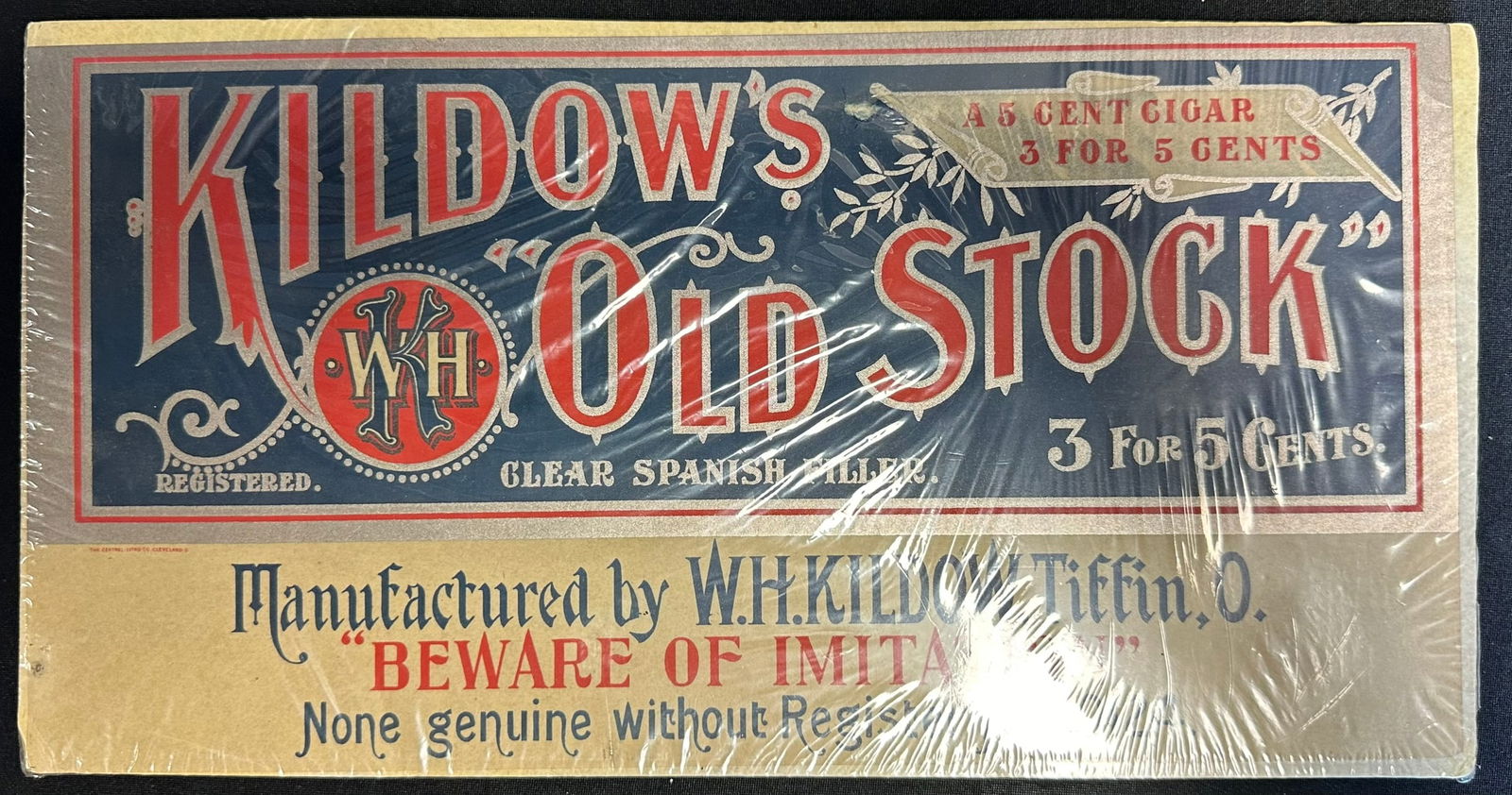 Kildow's Old Stock 5 Cent Cigar Spanish Tiffin Ohio Cardstock Sign (1 of 4)