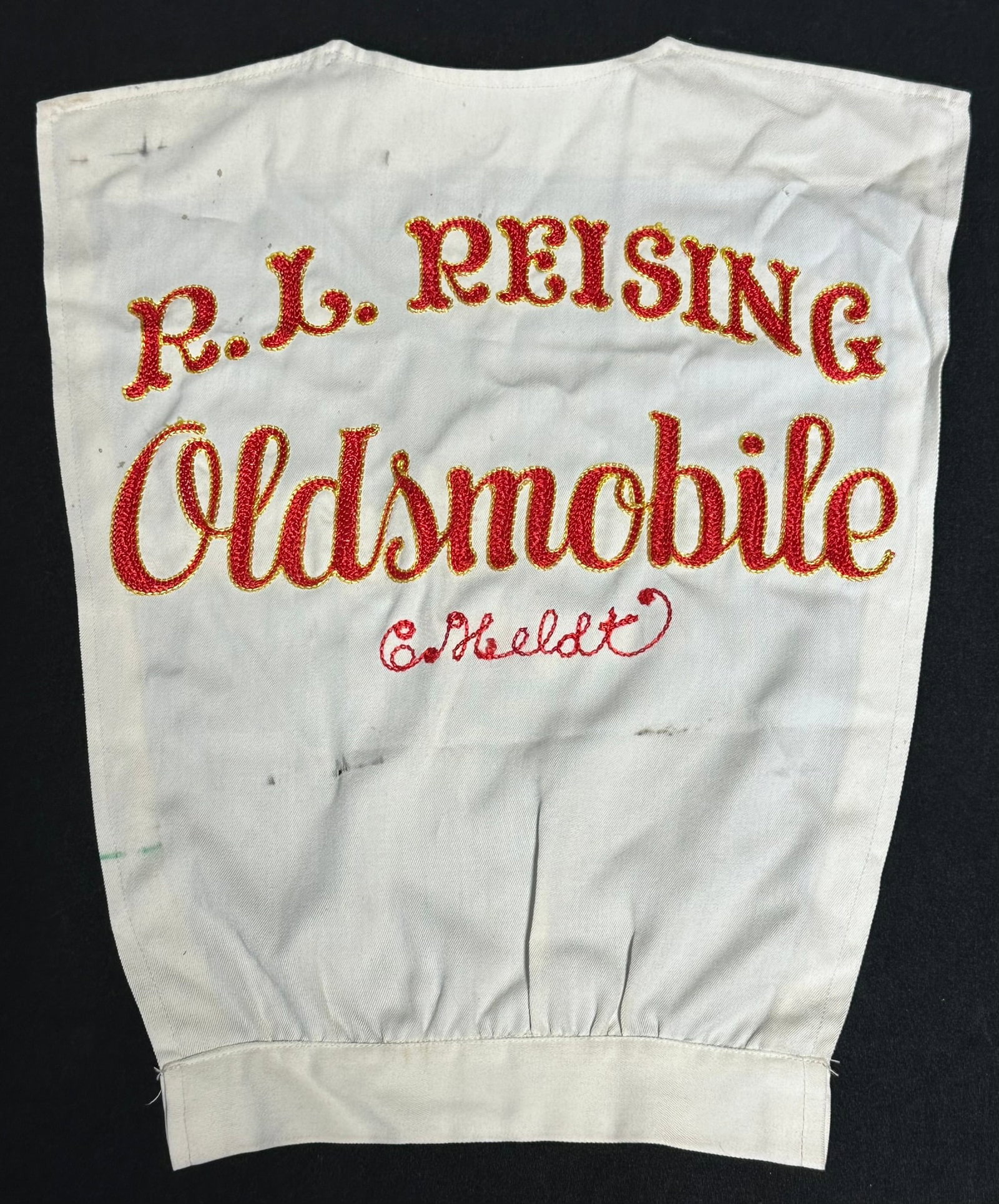 R.L. Reising Oldsmobile "C Heldt" Chainstiched Jacket Back Patch: Great original chainstitching and coloring.