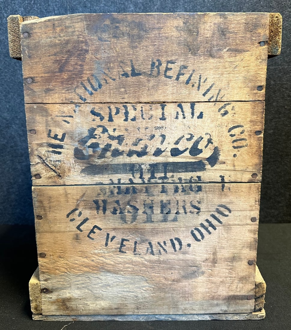Enarco 5 Gallon Square Motor Oil Can Wooden Shipping Crate Advertising Box (1 of 4)