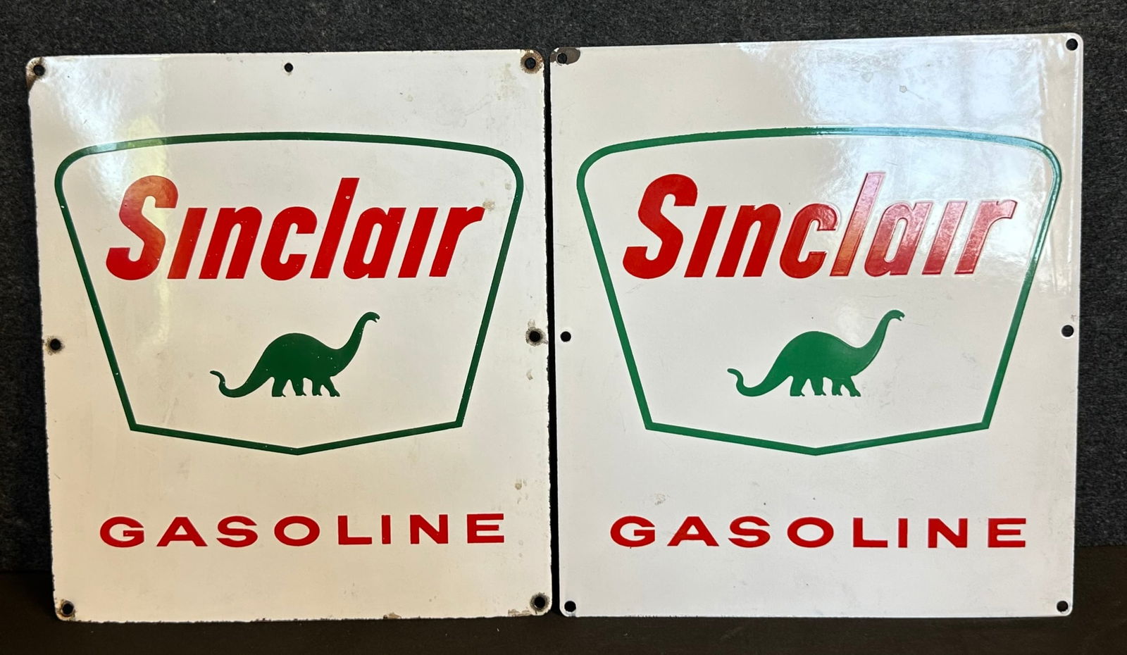 Pair Sinclair Gasoline Single Sided Porcelain Gas Pump Plates (1 of 4)