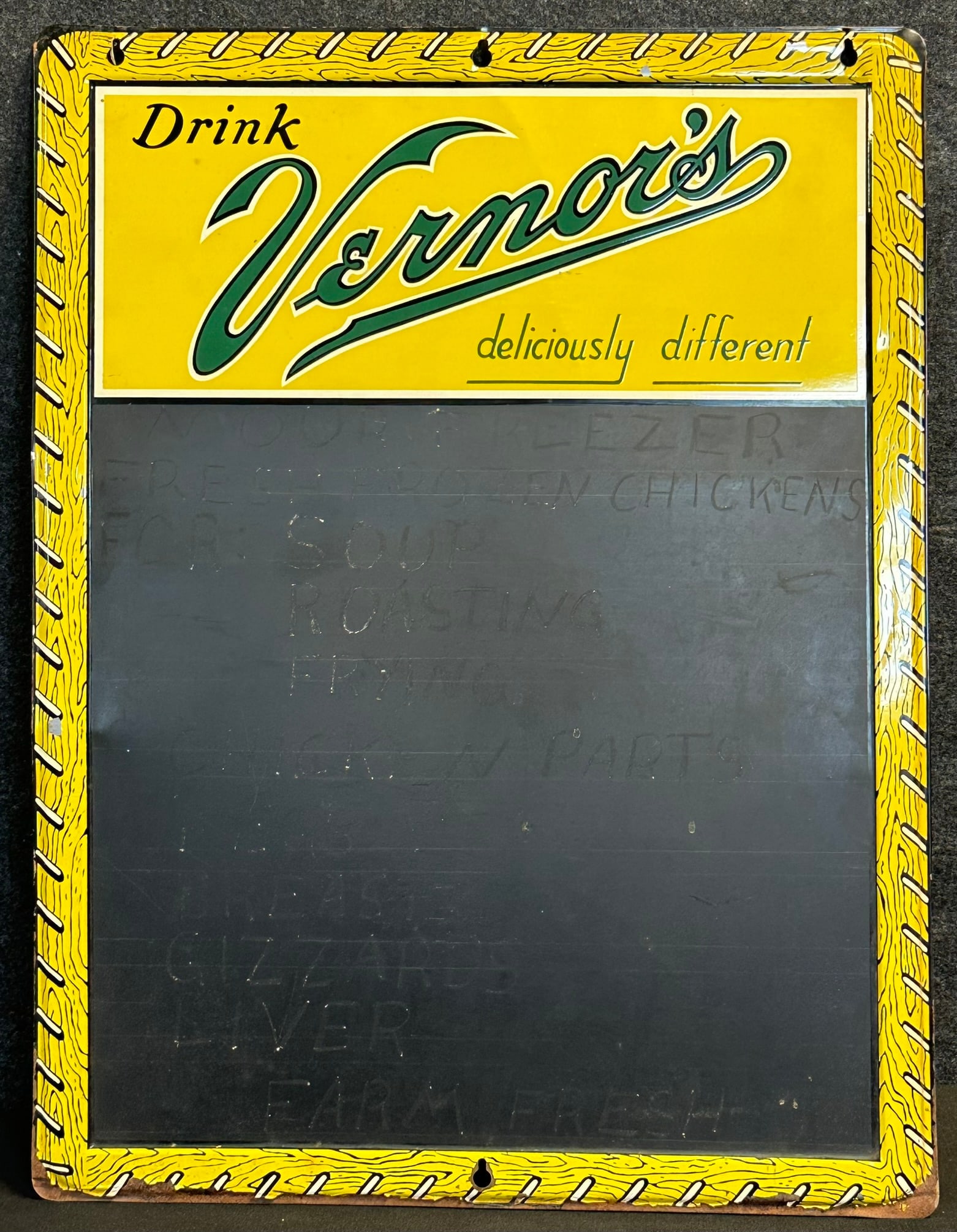 Vernors 1950s Detroit Advertising Single Sided Self Framed Soda Pop Menu Board Sign (1 of 9)