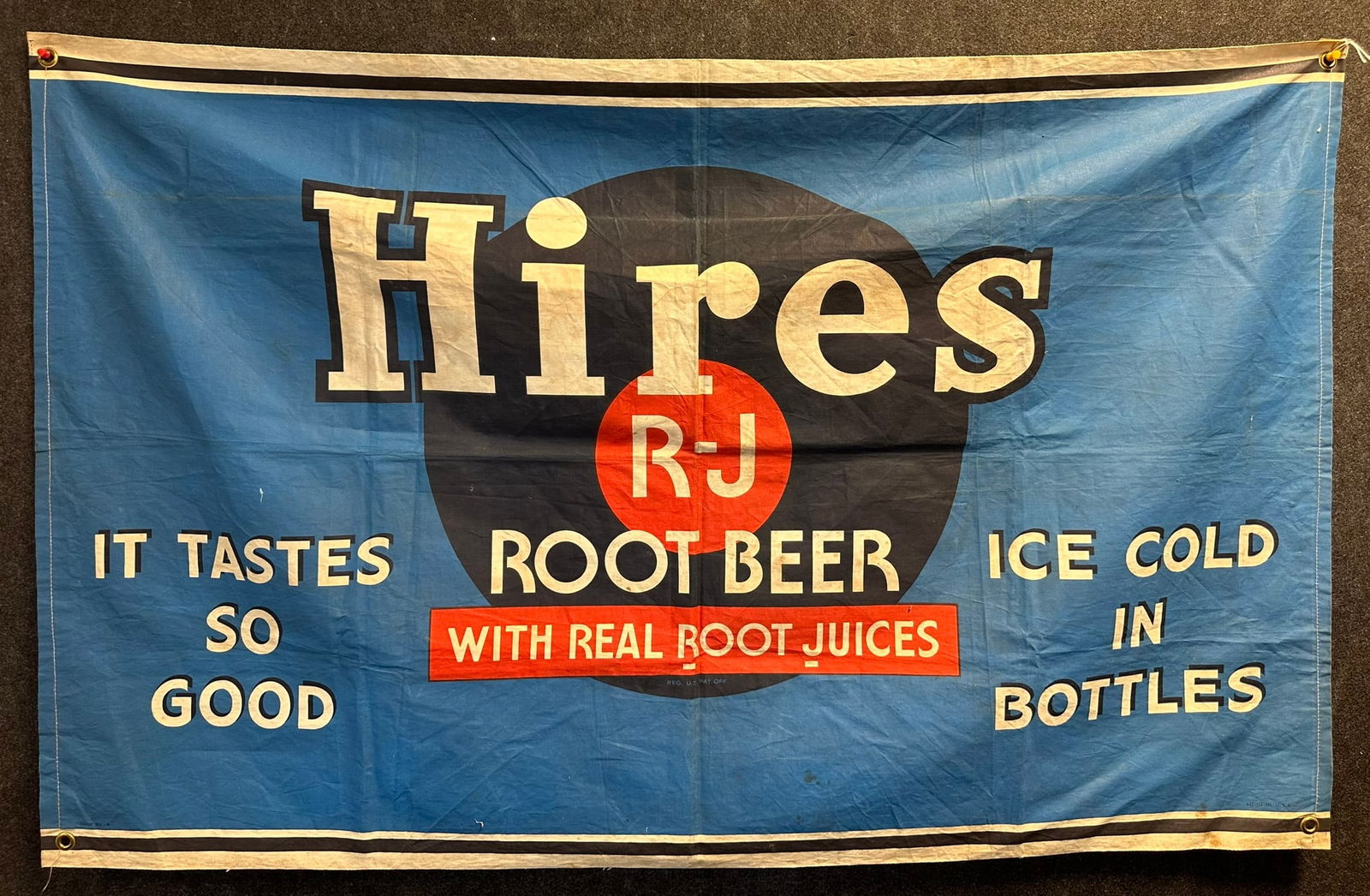 Hires Root Beer 1930s-40s Canvas Soda Pop Advertising Banner Sign (1 of 6)