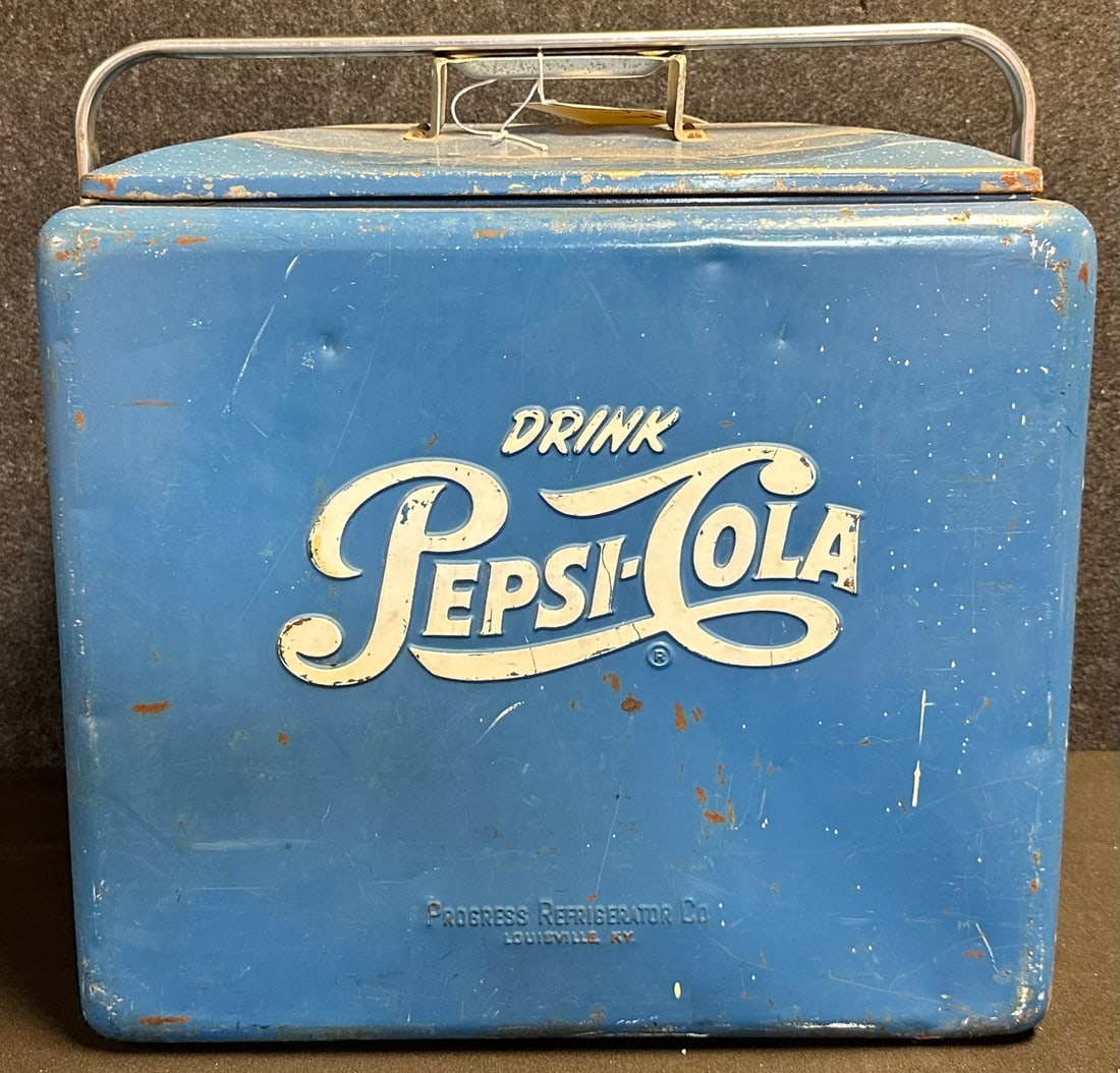 Pepsi Cola Embossed Blue Soda Pop Beverage Cooler by Progress w/ Original Insert (1 of 8)