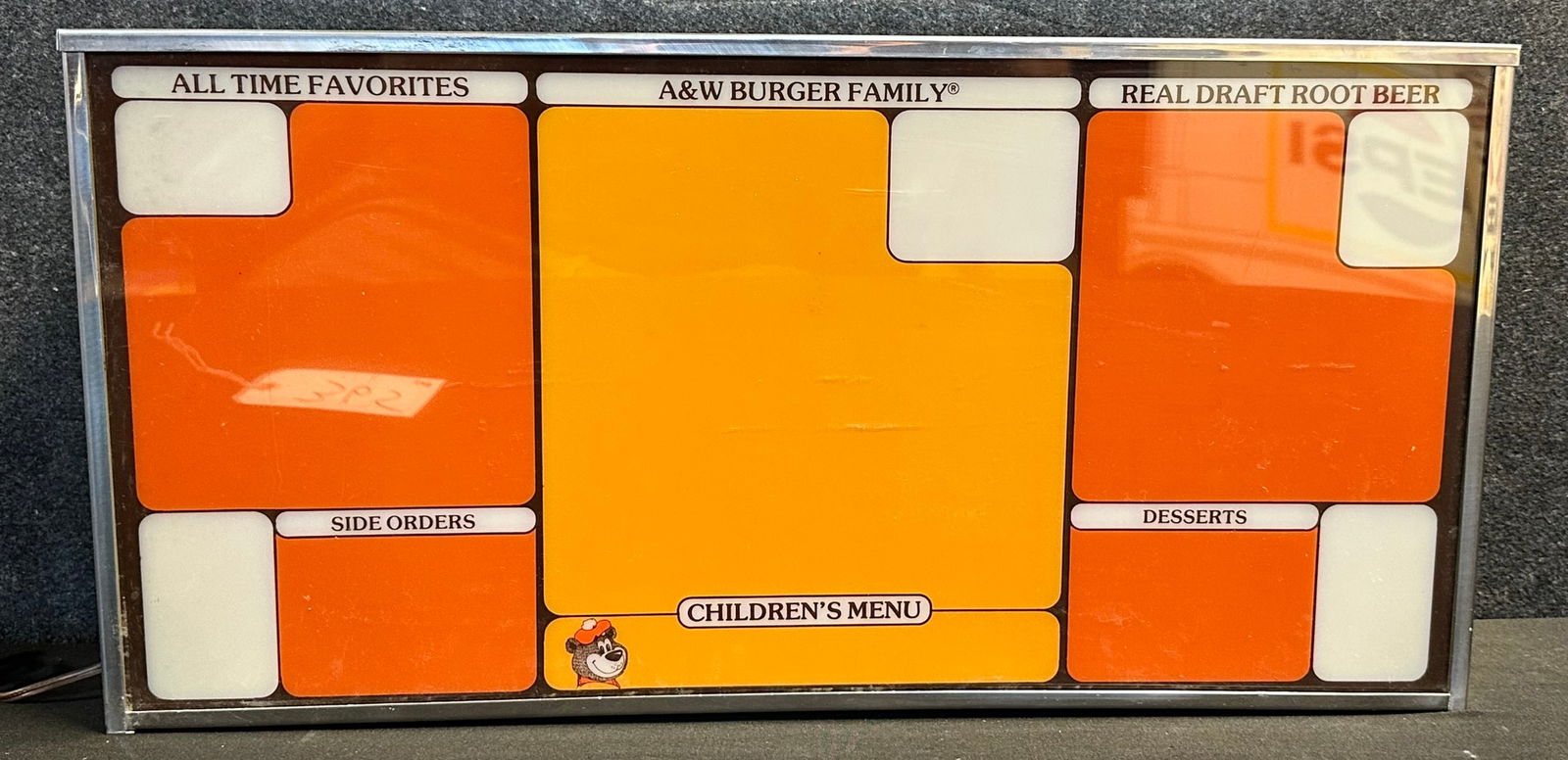 1960s A&W Lighted Glass Menu Board w/ Stainless Steel Can (1 of 7)