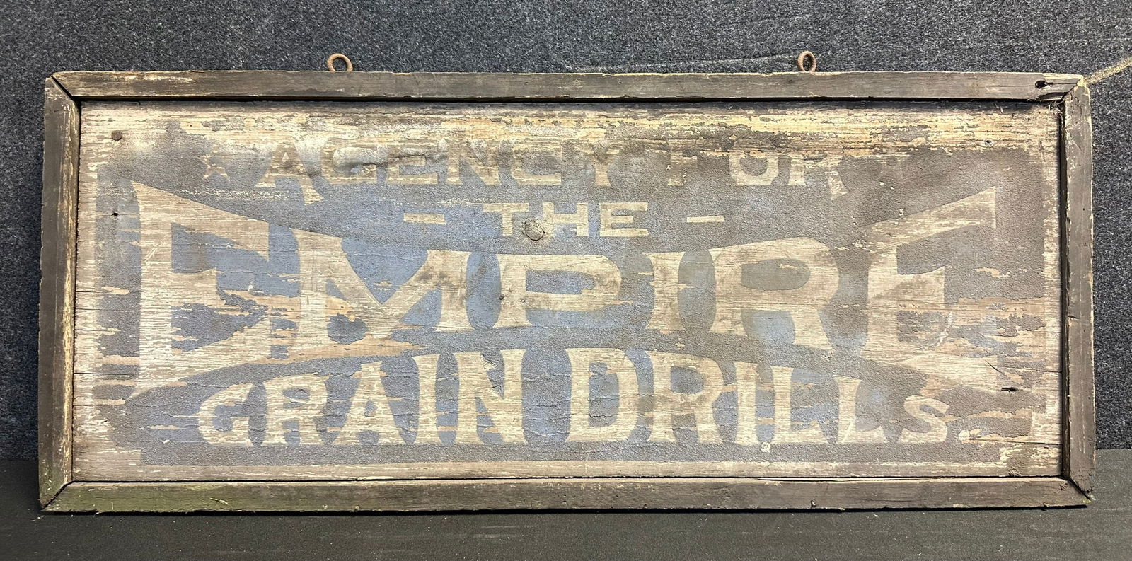 Empire Grain Drills Smaltz Painted Early 1900s Wooden Trade Sign from Shortsville New York (1 of 7)