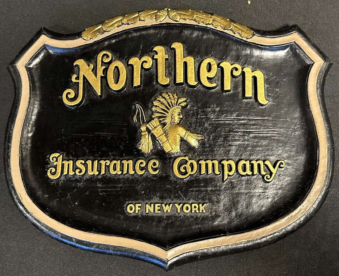 Northern Insurance Co. New York Advertising Chalkware Sign w/ Native American (1 of 7)