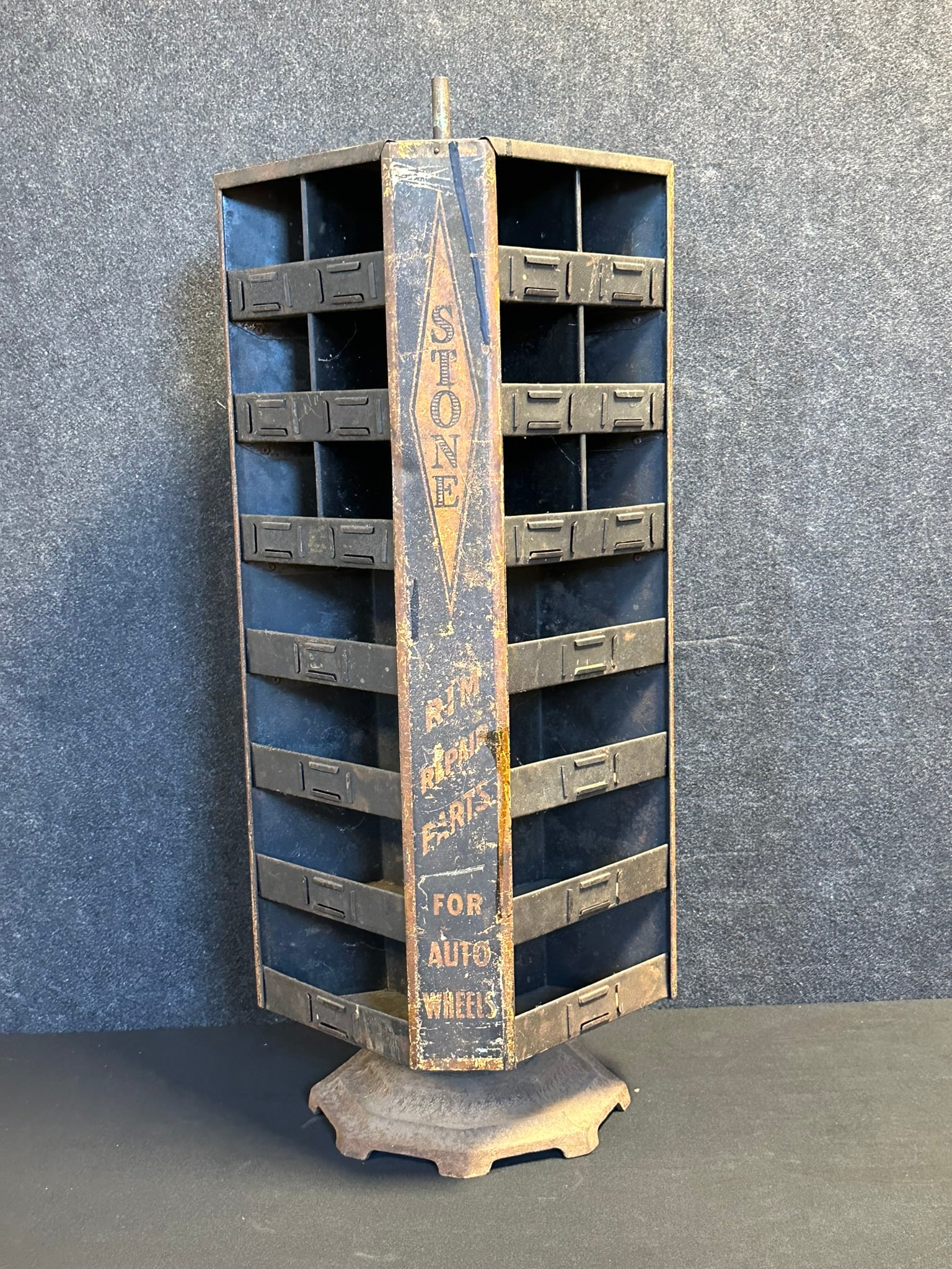 Stone Rim Repair Parts For Auto Wheels Tin Litho Advertising Revolving Store Display w/ Cast Iron (1 of 6)