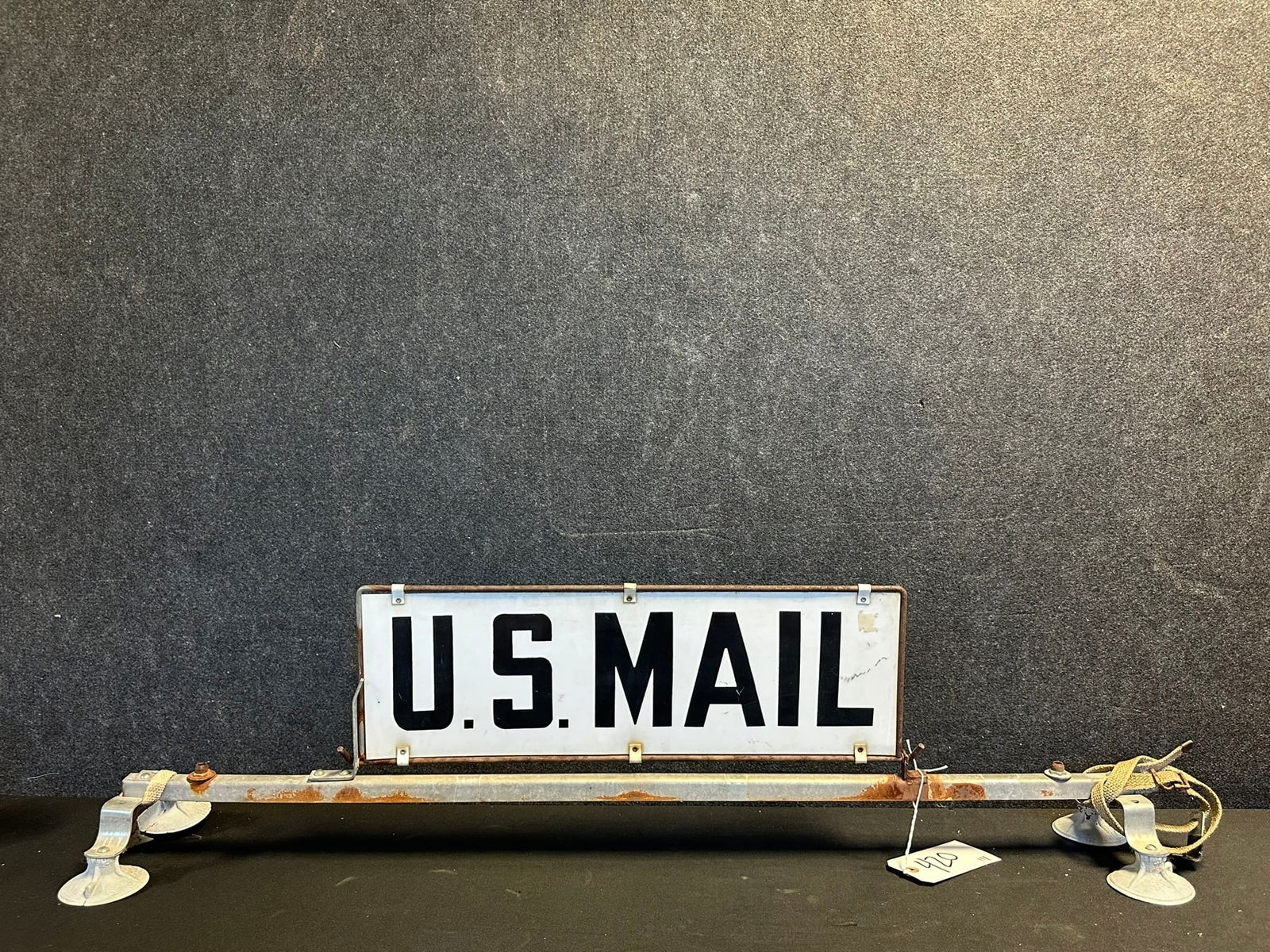 1940ss-50s US MAIL Double Sided Painted Metal Car Delivery Driver Sign w/ Bracket (1 of 5)